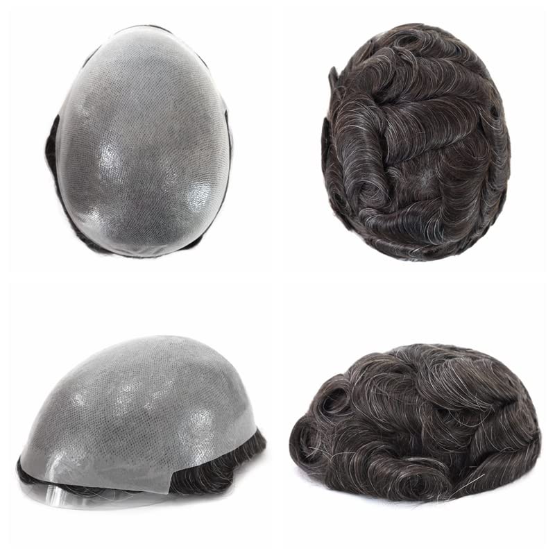 Premium Men's Toupee Hairpiece - 100% Human Hair Replacement System with Thin Skin & Hand-Tied Knots (#310) - Natural Look for Thinning Hair, Baldness & Daily Styling