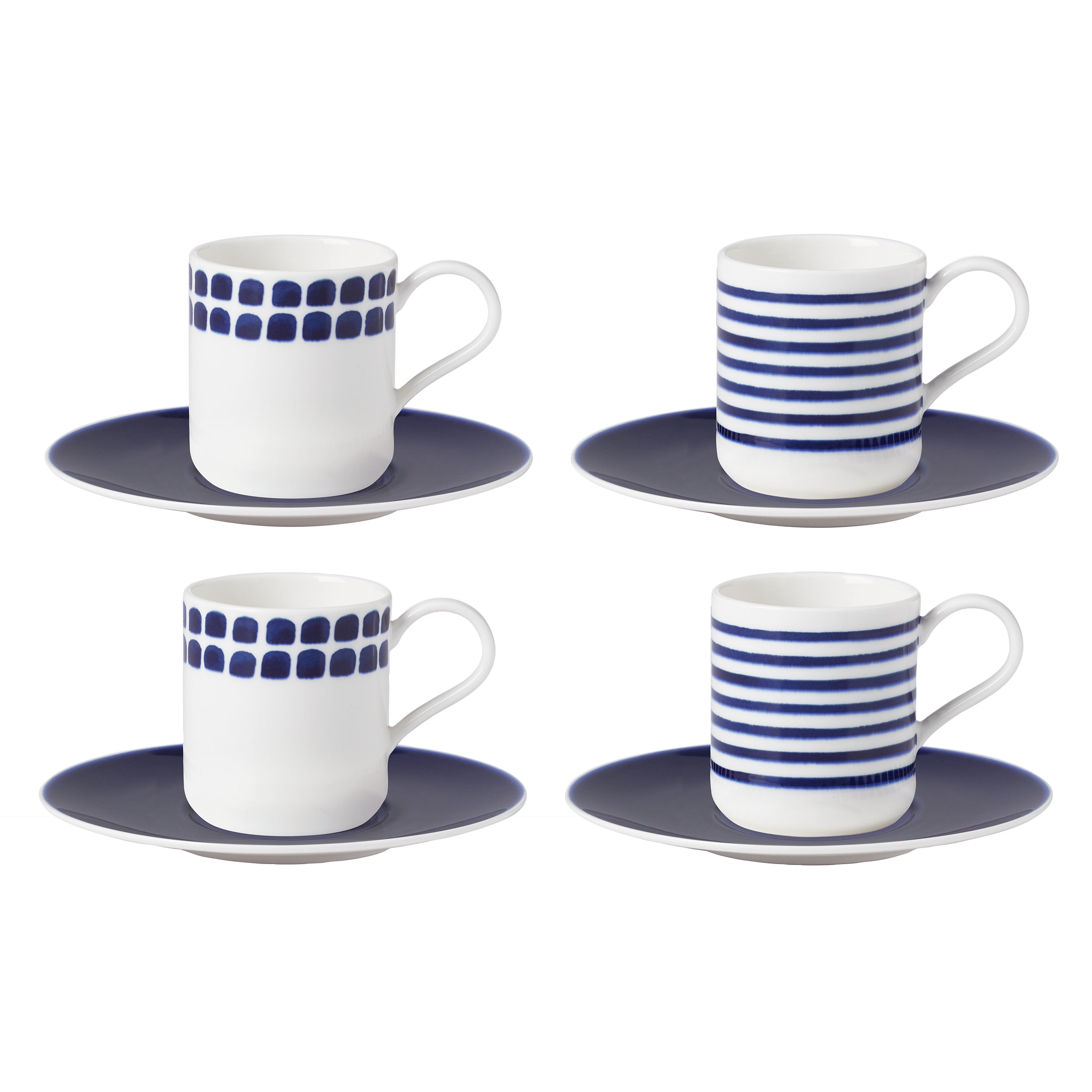 Premium 8-Piece Espresso Cup and Saucer Set by Charlotte Street - Elegant Porcelain Coffee Cups for Espresso, Cappuccino & Latte - Perfect for Home, Cafe & Restaurant Use