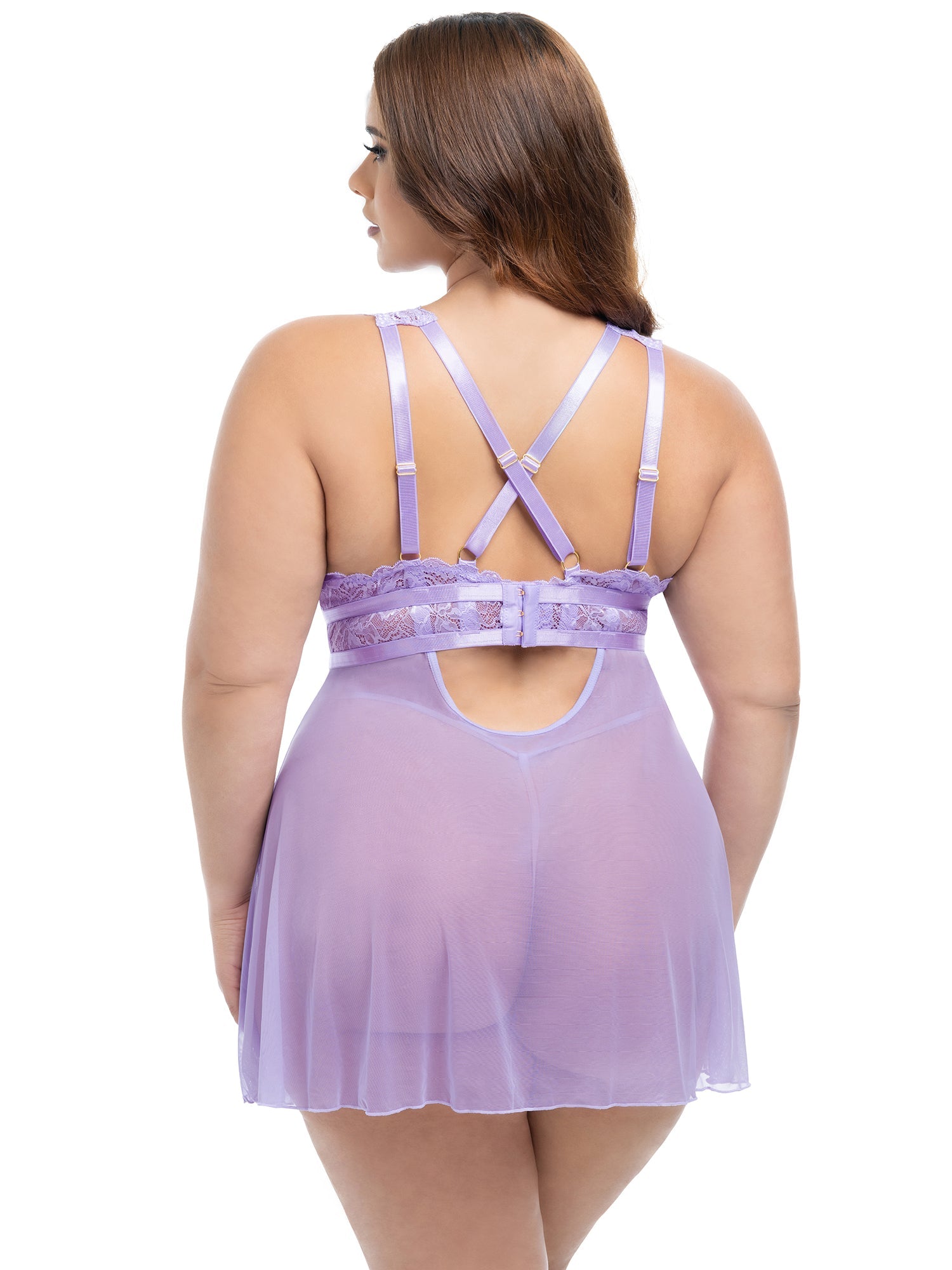 Curvy Stassi Sheer Babydoll Lingerie - Sexy Sheer Mesh Nightwear for Women | Perfect for Valentine's Day, Honeymoon & Romantic Occasions