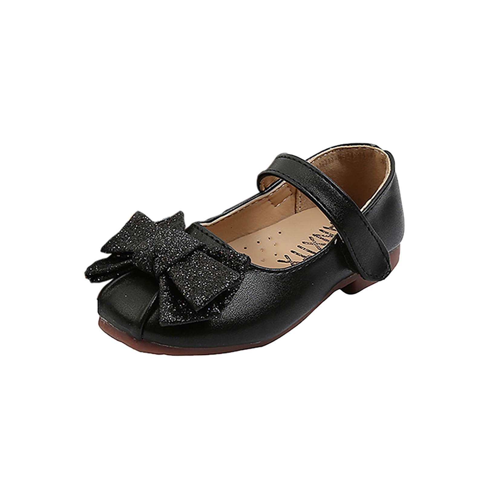 Ikevan Girls Bow Princess Shoes 1-12 Years - Soft Leather for Dance & Party