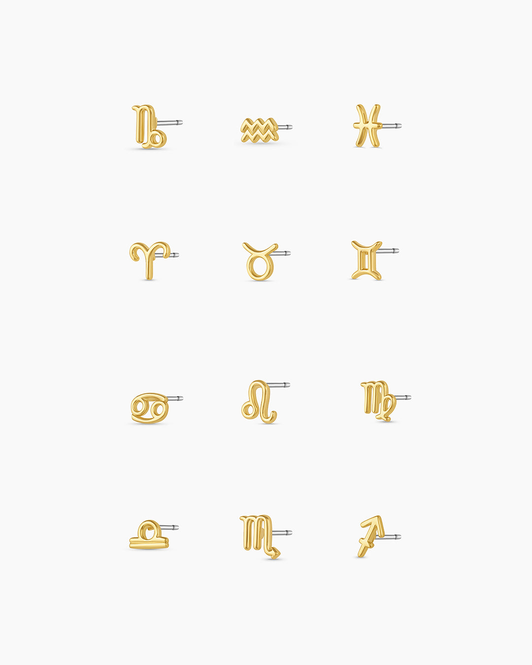 Zodiac Single Stud Earrings - Gold Plated Zodiac Sign Jewelry for Women - Perfect for Daily Wear, Gifts & Special Occasions