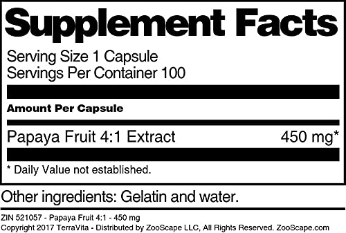 Premium 4:1 Papaya Extract 450mg (100 Capsules) - 3 Pack | Digestive Support & Immune Boost | Ideal for Gut Health, Detox, and Wellness Routines