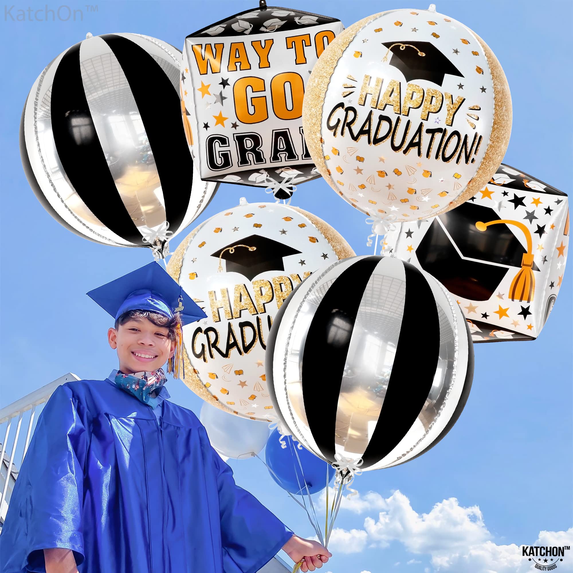 KatchOn Extra Large Graduation Banner - 72x44 Inch Class of 2025 Decorations | Blue & Black Grad Backdrop for High School & College Graduation Parties, Photo Booths & Commencement Celebrations
