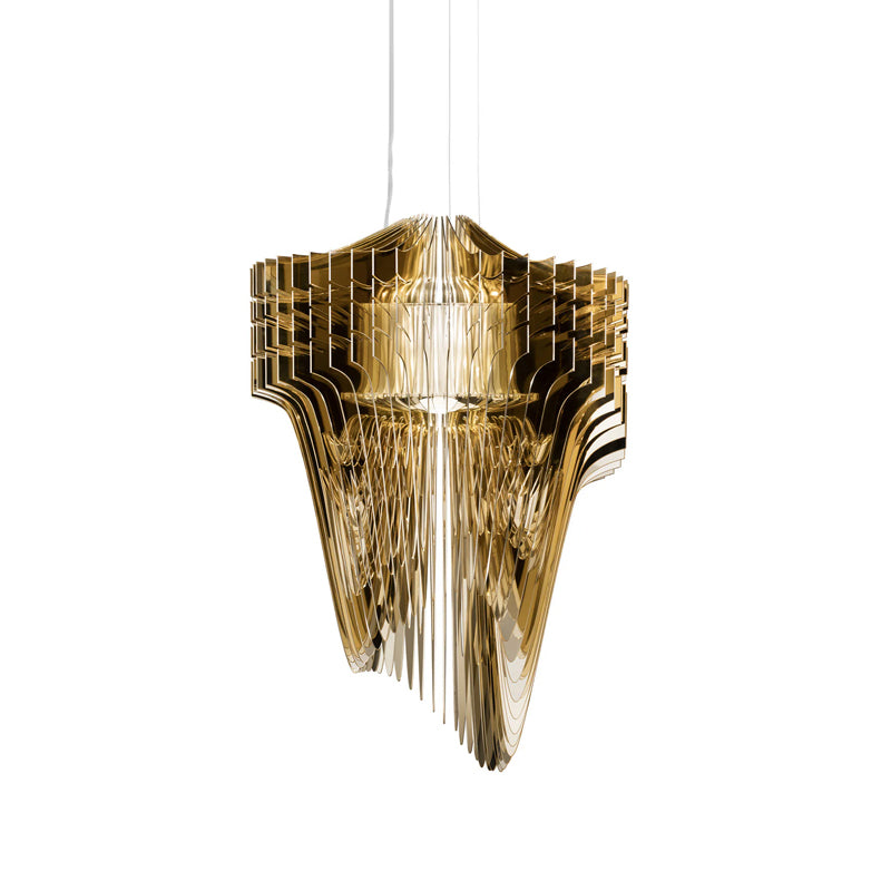 Aria Gold Suspension Lamp - Modern Hanging Pendant Light for Dining Room, Kitchen Island & Bedroom Decor