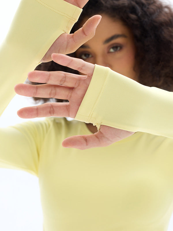 ZASUWA Women's Sexy Hollow Out Long Sleeve Top with Chest Pads & Thumbholes - Perfect for Night Out, Club Wear & Date Night Outfits