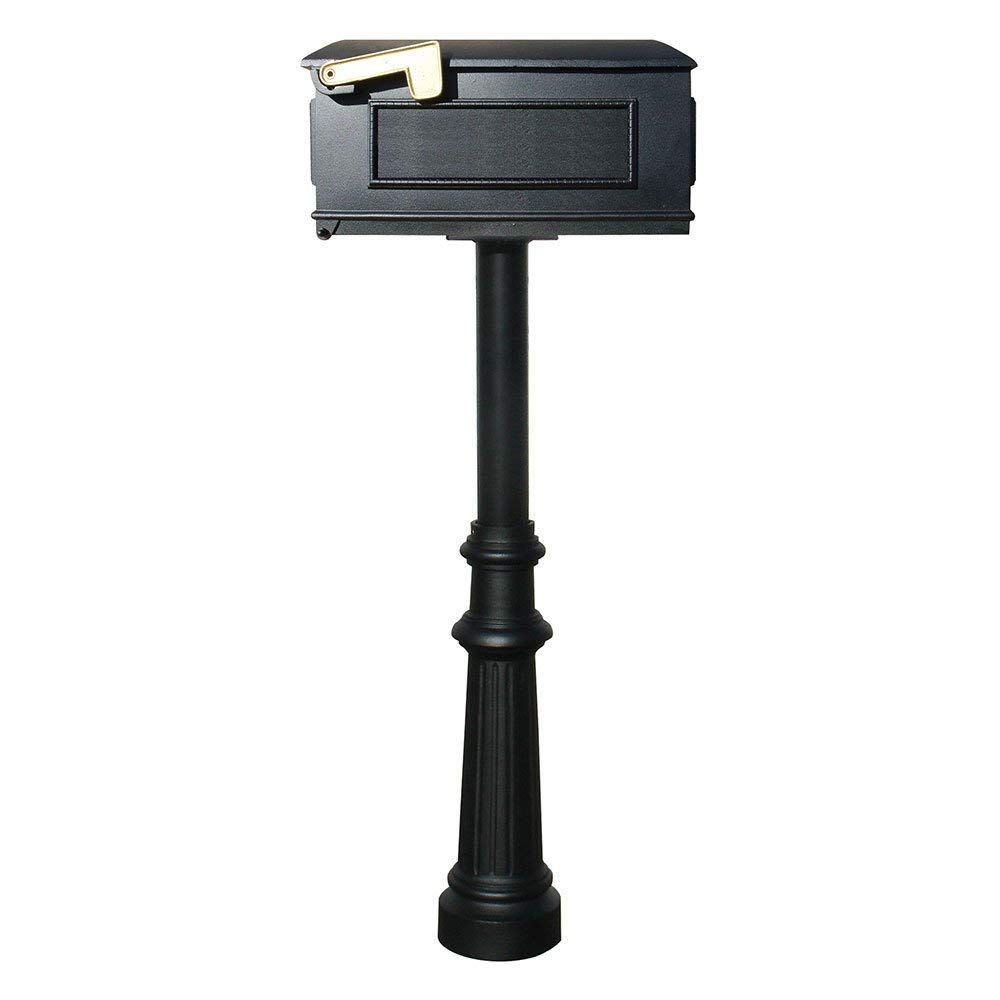 Hanford Single Black Mailbox Post System with Mounting Plate - 69 x 6.5 x 19 Inch - Durable Outdoor Mailbox Stand for Residential & Commercial Use