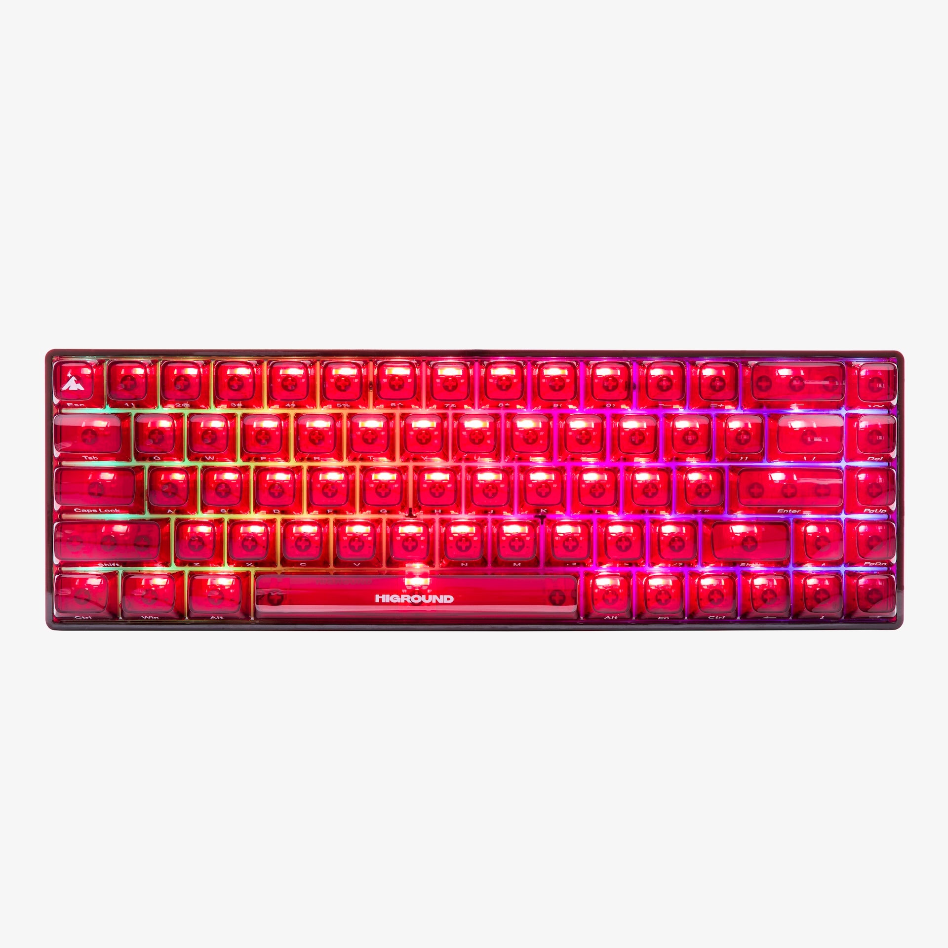 CLEAR RUBY Basecamp 65% Mechanical Keyboard with Silent Glacier Switches - Compact Wired Gaming Keyboard for PC, Mac, Office & Typing Enthusiasts