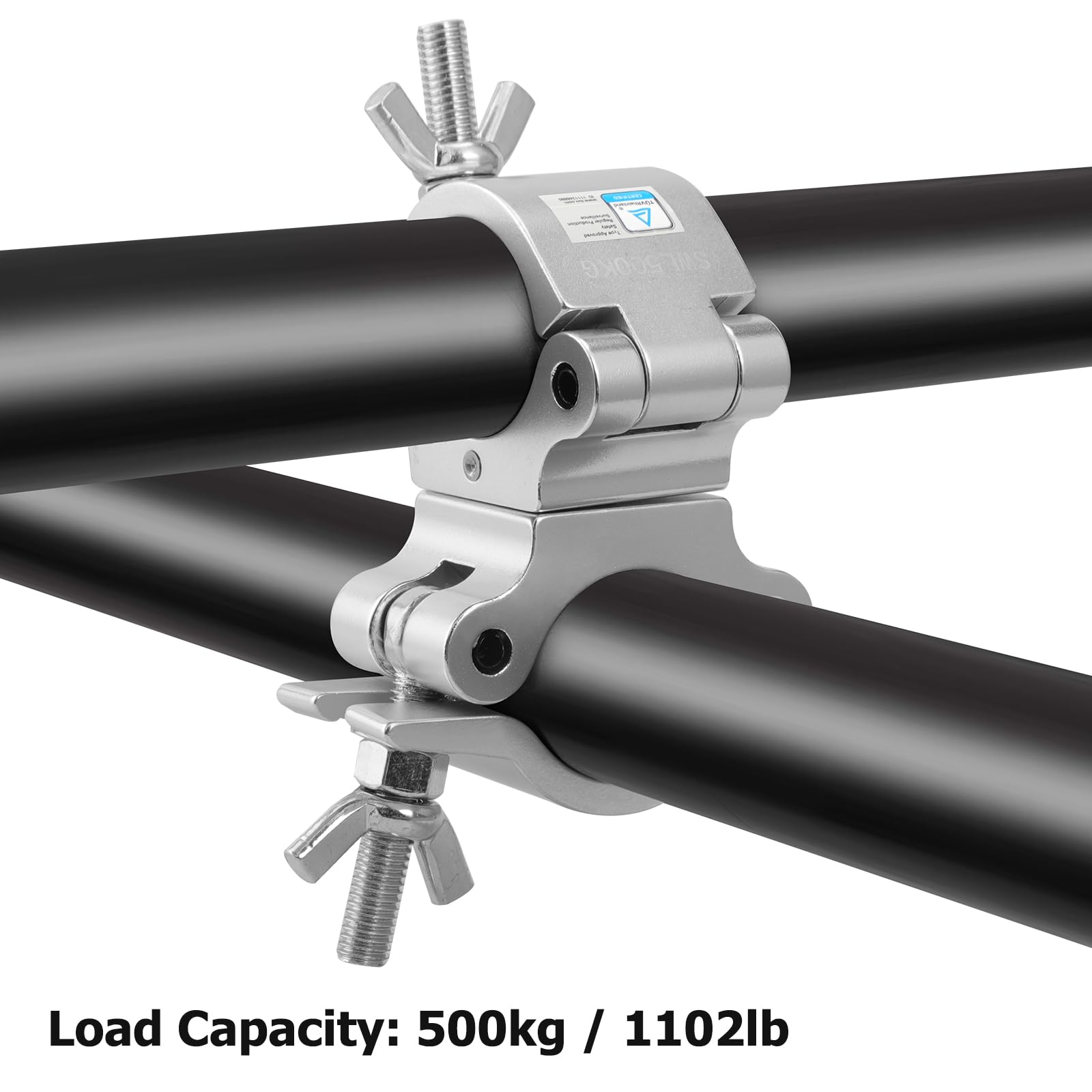 2 Pack Heavy Duty 1100lb Swivel Coupler Truss Clamps - 2 Inch Pro-Swivel TUV Certified for Pipe/Truss OD 48-52mm - Dual Head 360° Rotation Lighting Clamps for Stage, Theater, and Event Rigging