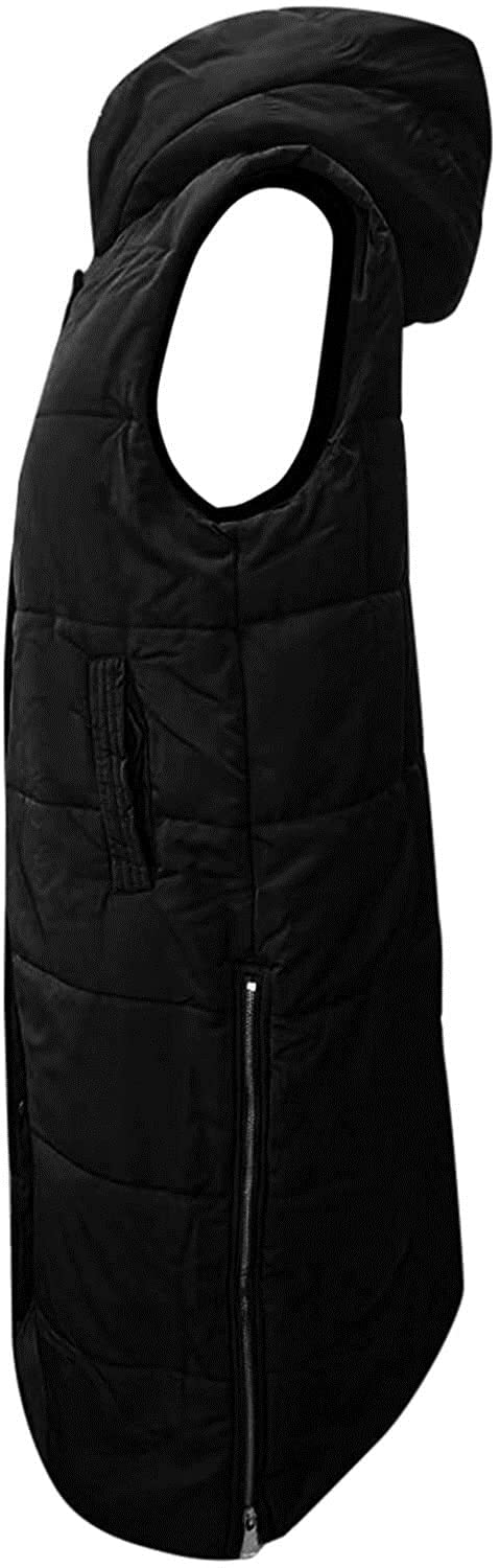 Women's Long Down Jacket Sleeveless Hooded Vest - Winter Warm Puffer Waistcoat for Outdoor Activities, Hiking & Cold Weather Fashion