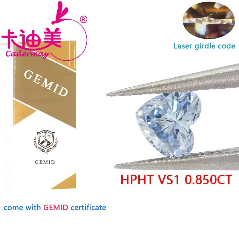 0.85 Carat VS1 Clarity Heart Cut Fancy Blue HPHT Lab Grown Diamond - Loose Stone for Engagement Rings, Necklaces & Jewelry Making