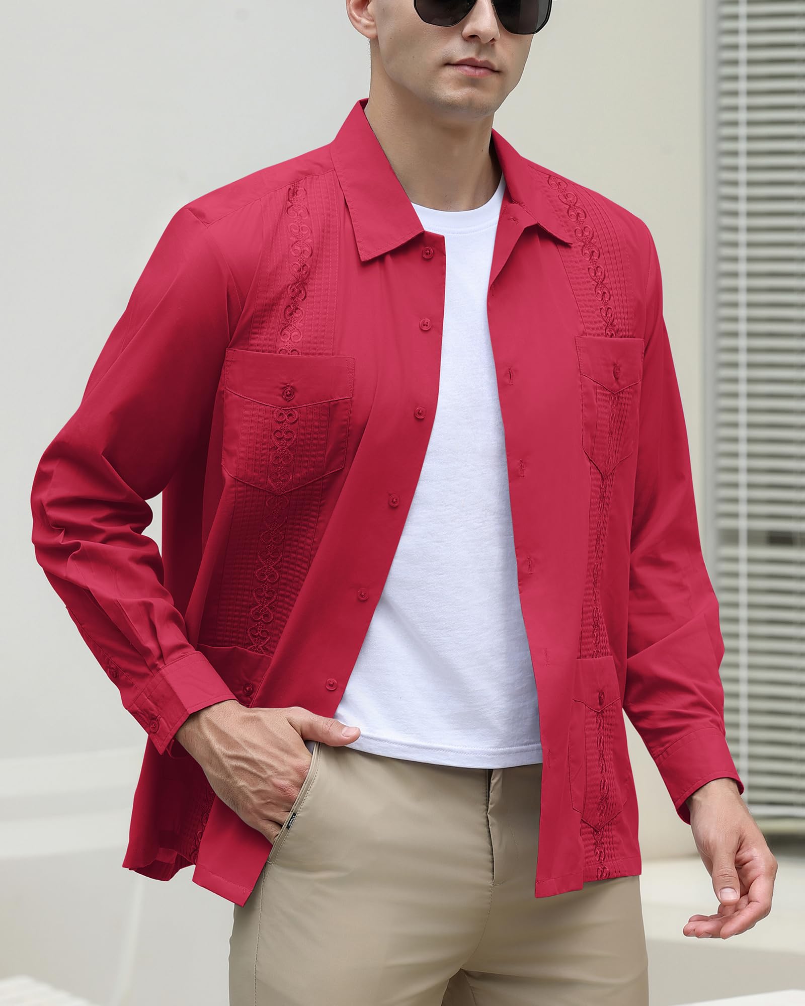 Men's Guayabera Shirts - Cuban Style Long Sleeve Mexican Shirts for Men | Casual Summer Wear, Beach Wedding & Vacation Outfits