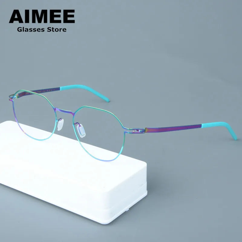 Aimee Women's Full Rim Flat Top Polygon Steel Eyeglasses Frame 13649 | Trendy Geometric Glasses for Women | Perfect for Work, Reading & Fashion Accessories