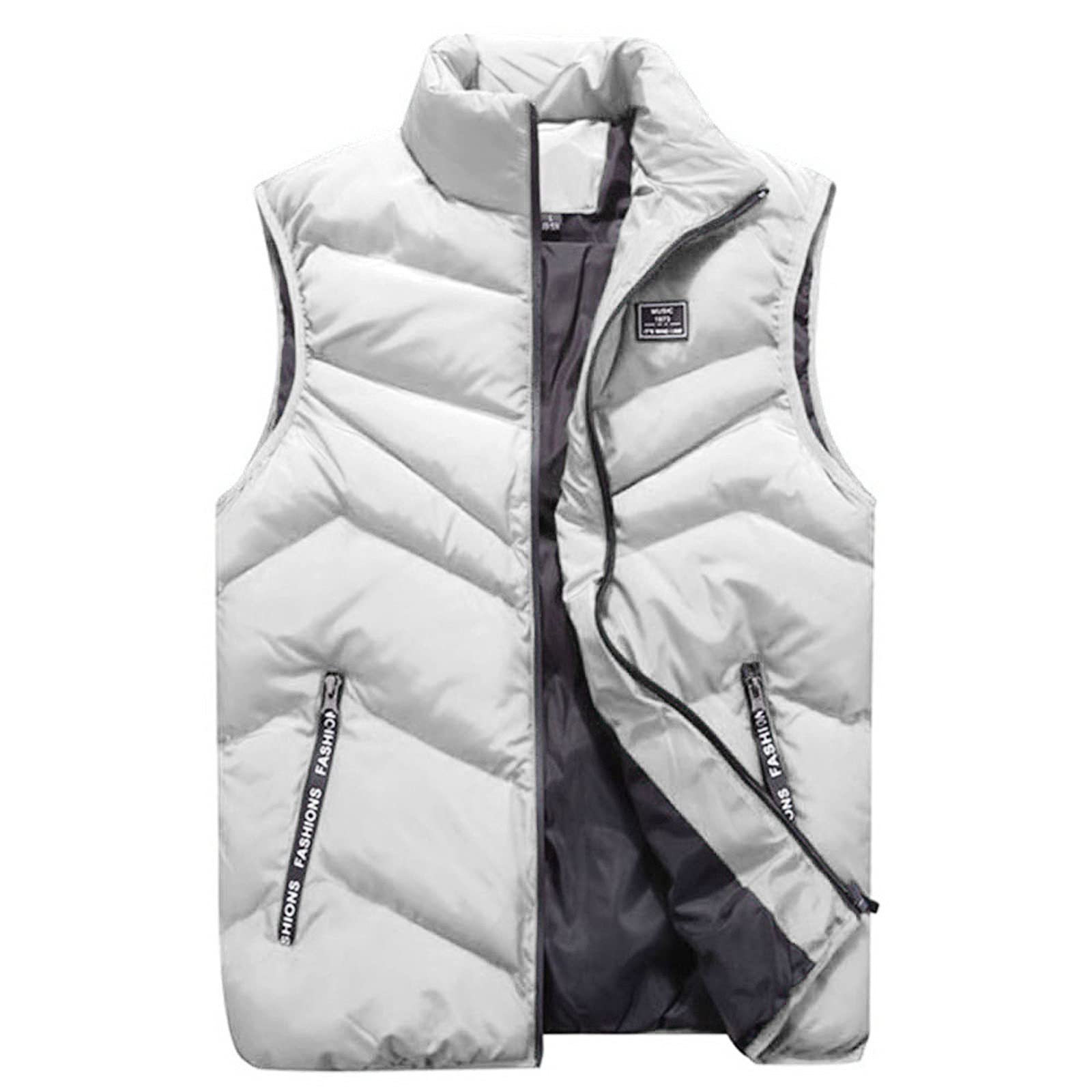 Men's Puffy Vest Jacket - Stand Collar Winter Waistcoat for Autumn & Cold Weather - Lightweight Warm Top Coat for Outdoor Activities, Hiking & Casual Wear