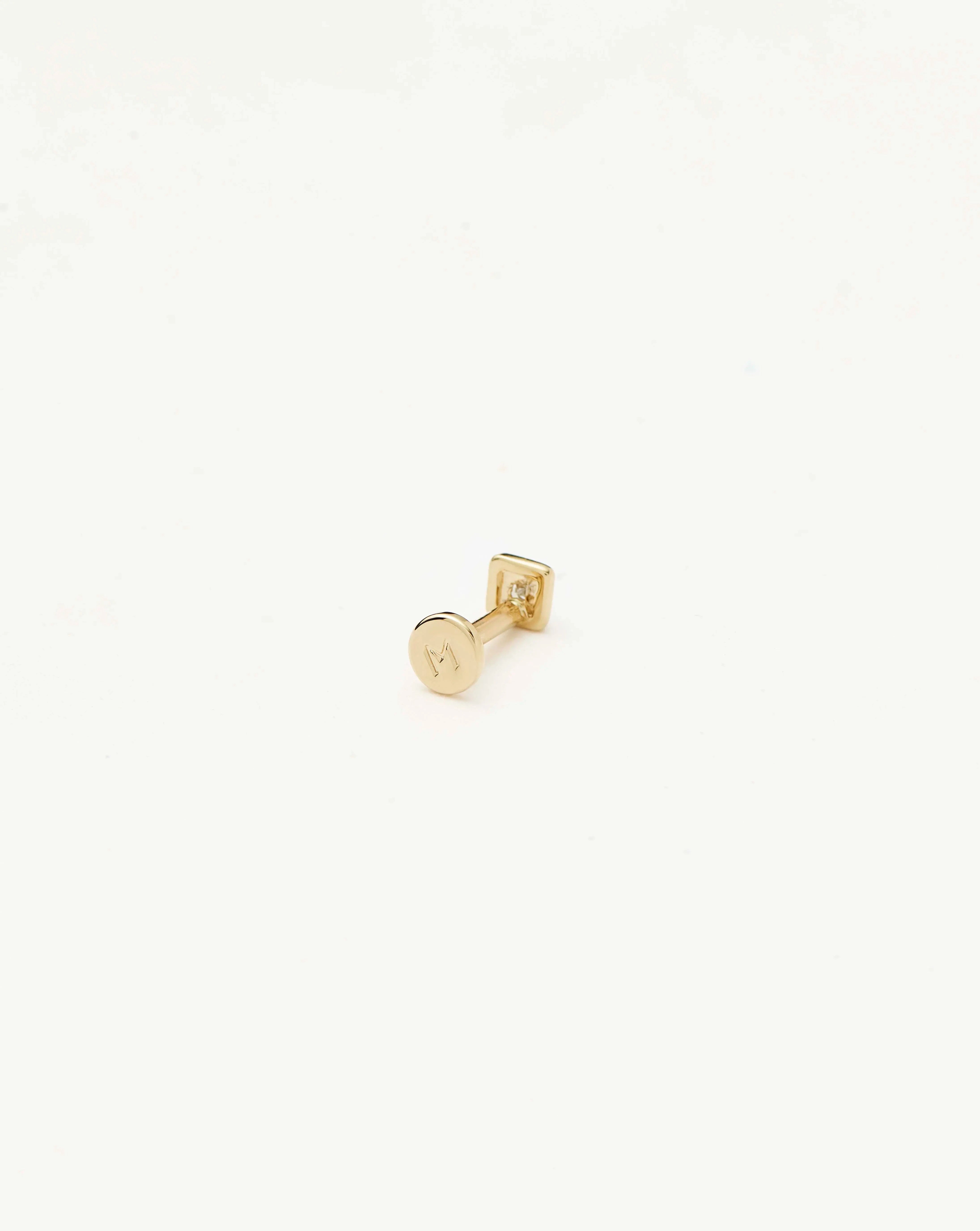 14K Yellow Gold Solitaire Diamond Stud Earrings for Women - Square Flat Back Studs for Everyday Wear & Special Occasions