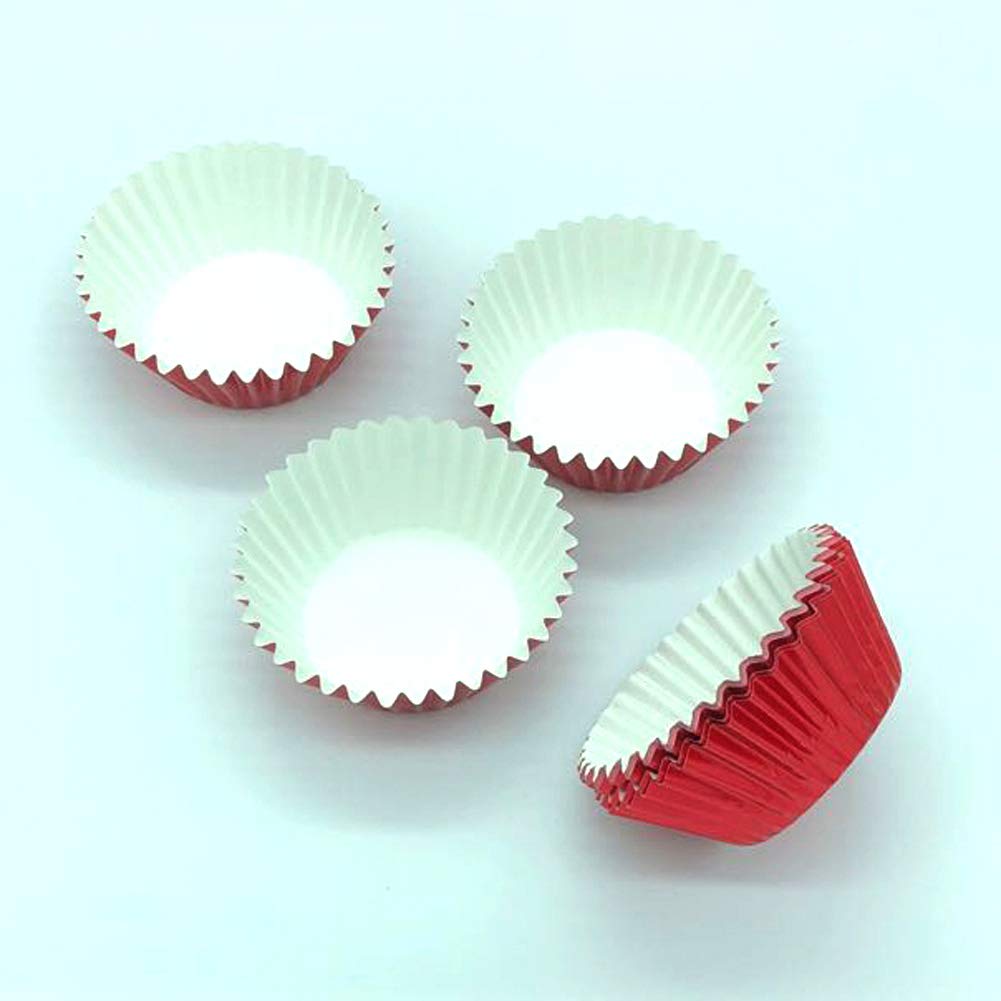 Bright Red Foil Cupcake Liners - Standard Size Baking Cups for Parties, Weddings & Events (120 Count) - Perfect for Birthday Cakes, Baby Showers & Holiday Desserts
