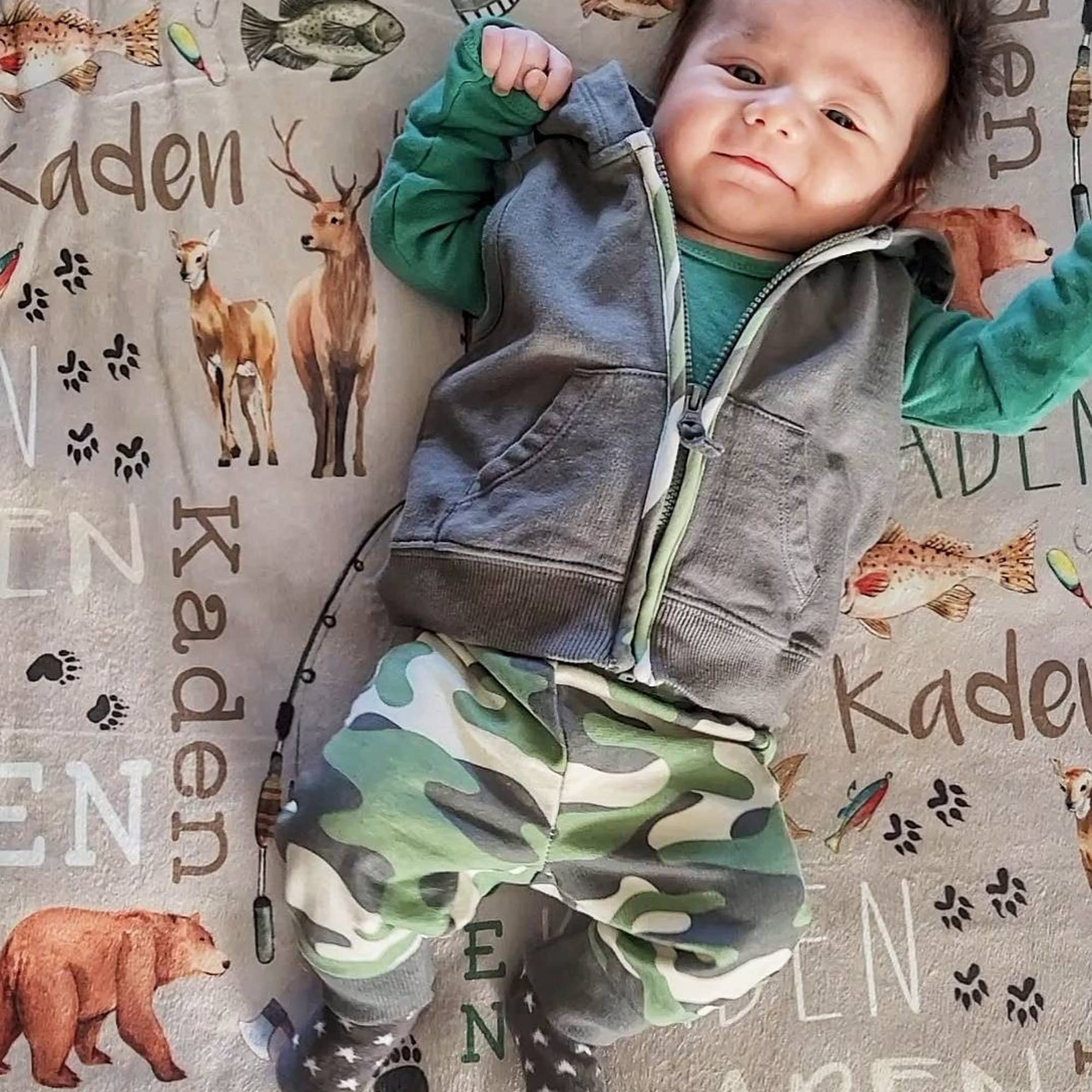 **Personalized Baby Blankets for Boys - Custom Name Fleece Sherpa Throw - Cowboy Toddler Blanket - Baby Shower & Christmas Gift for Son or Grandson - Cozy Nursery, Travel & Photo Prop**