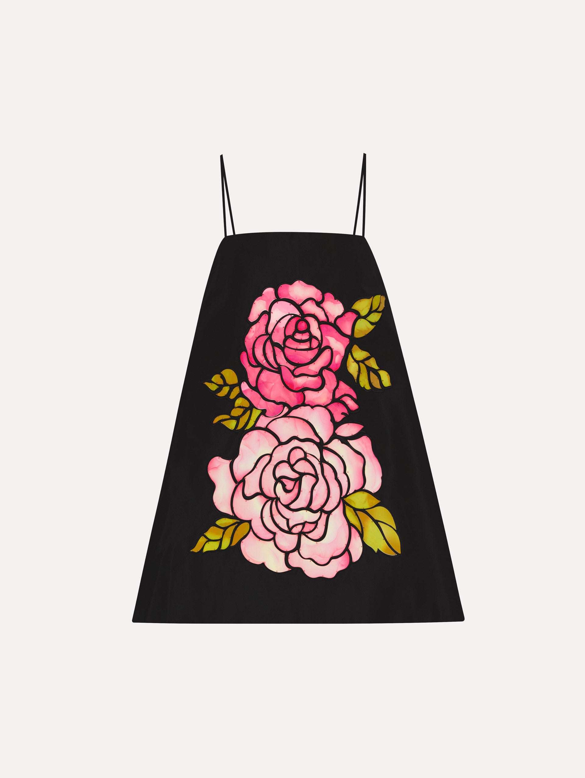 English Rose Mosaic Print Trapeze Dress - Flowy A-Line Summer Dress for Women, Perfect for Garden Parties, Date Nights & Vacation Wear