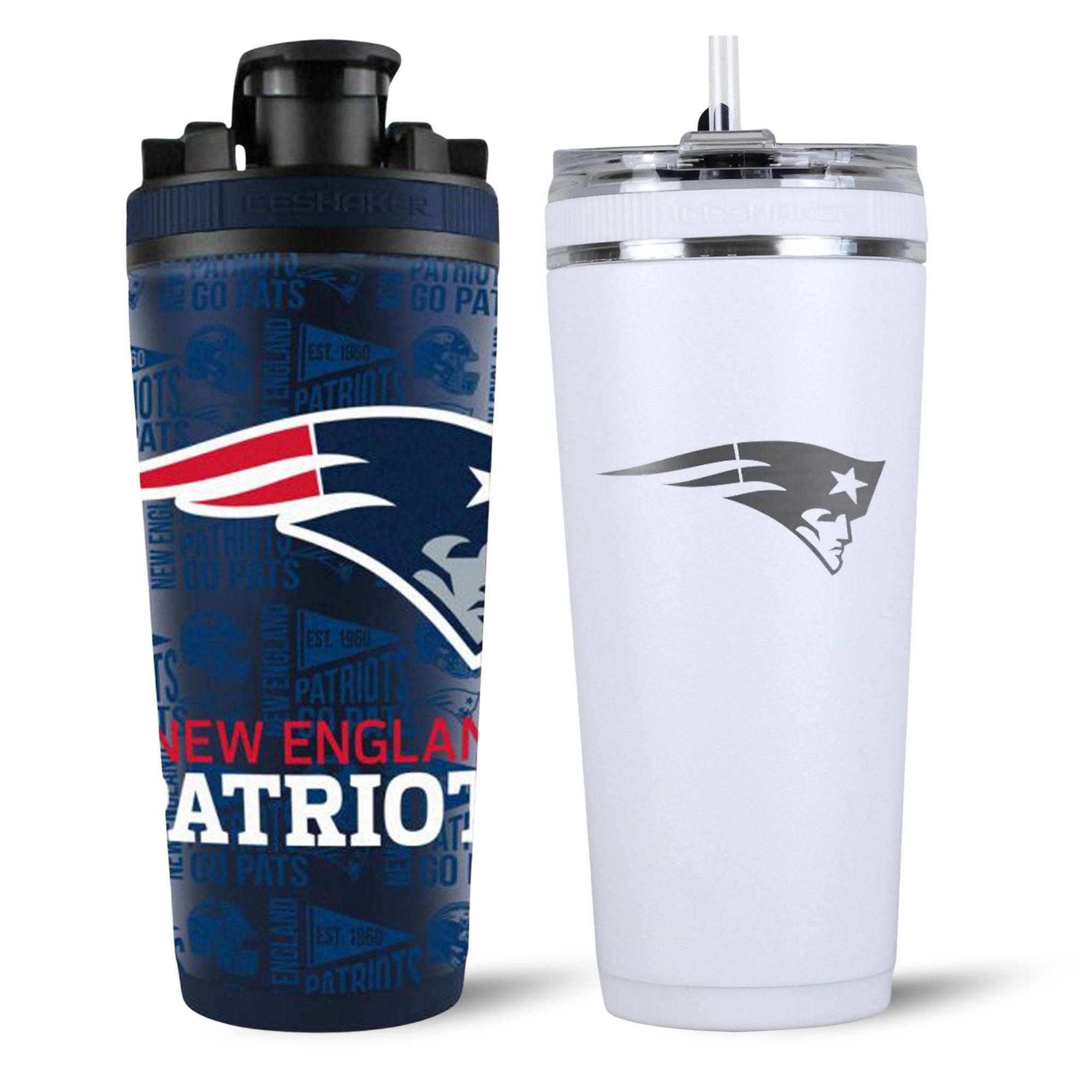 New England Patriots 4D Shaker & Flex Bottle Bundle - Official NFL Team Merchandise for Workouts, Gym & Sports Hydration