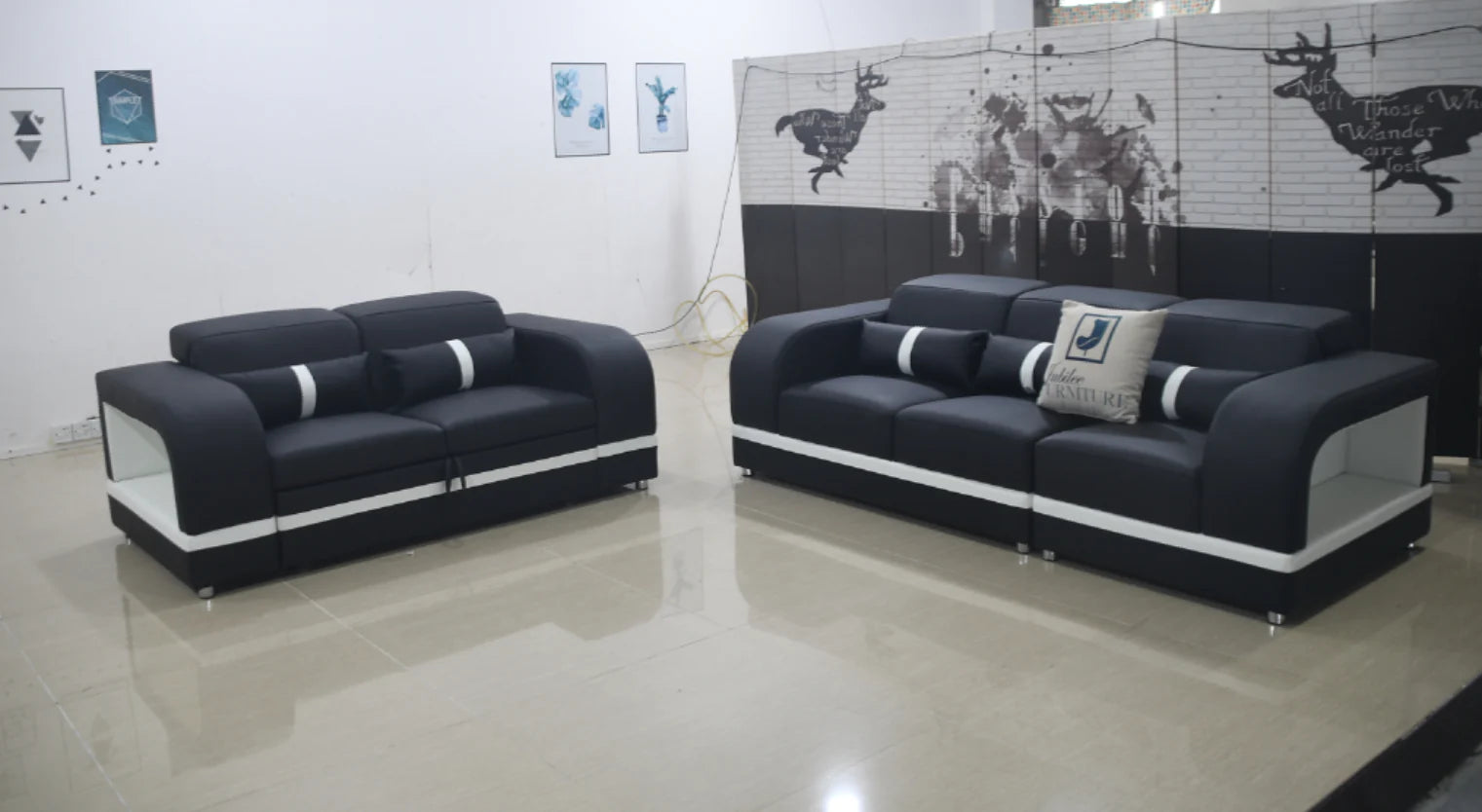 Lorib Genuine Leather Sofa Set with Hidden Storage Compartment - Modern Living Room Furniture for Small Spaces & Home Office