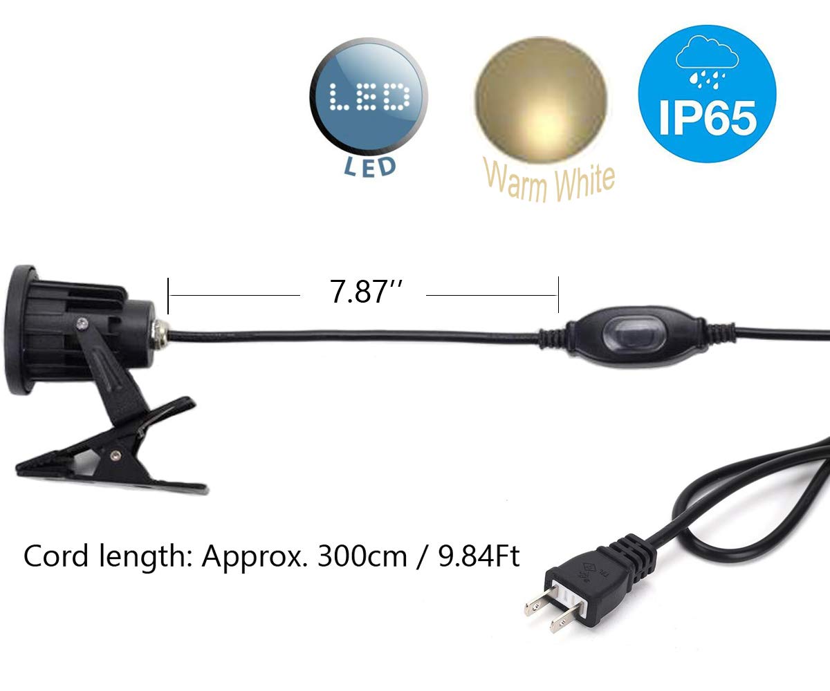 Kiven 1-Piece LED Clip-On Light - IP65 Waterproof, 3000K Warm White, Adjustable Desk Stand Arm Lamp with Power Plug & Waterproof Switch - Perfect for Outdoor Signboards, Blackboards, and Workspaces