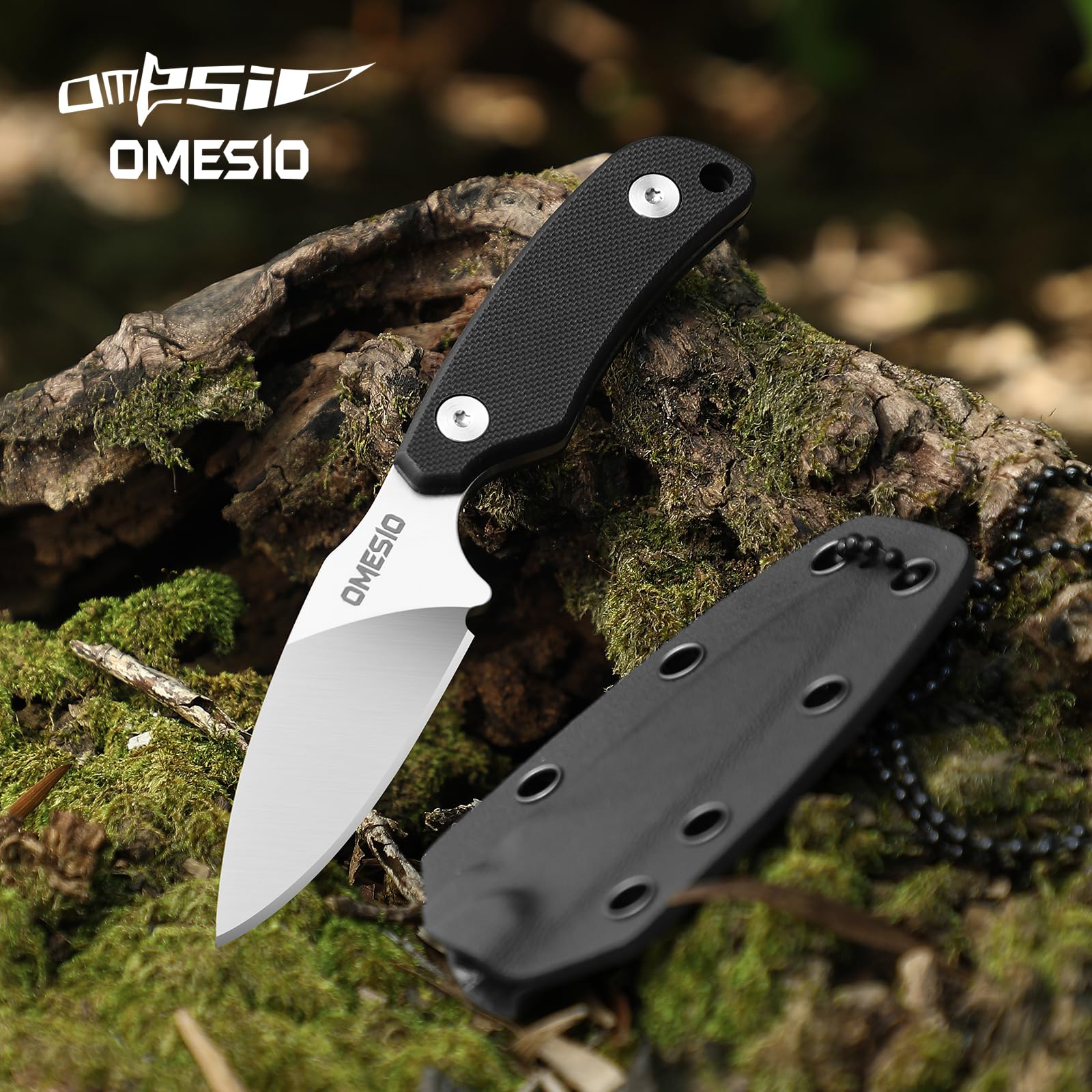 Omesio Compact Fixed Blade Knife with Clip - D2 Steel 2.99