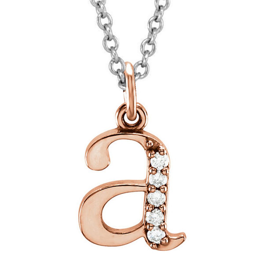 Dazzlingrock 14K Rose Gold 0.05 Carat Diamond Initial Pendant Necklace - Lowercase Letters A to Z, Perfect for Birthdays, Anniversaries & Personalized Gifts