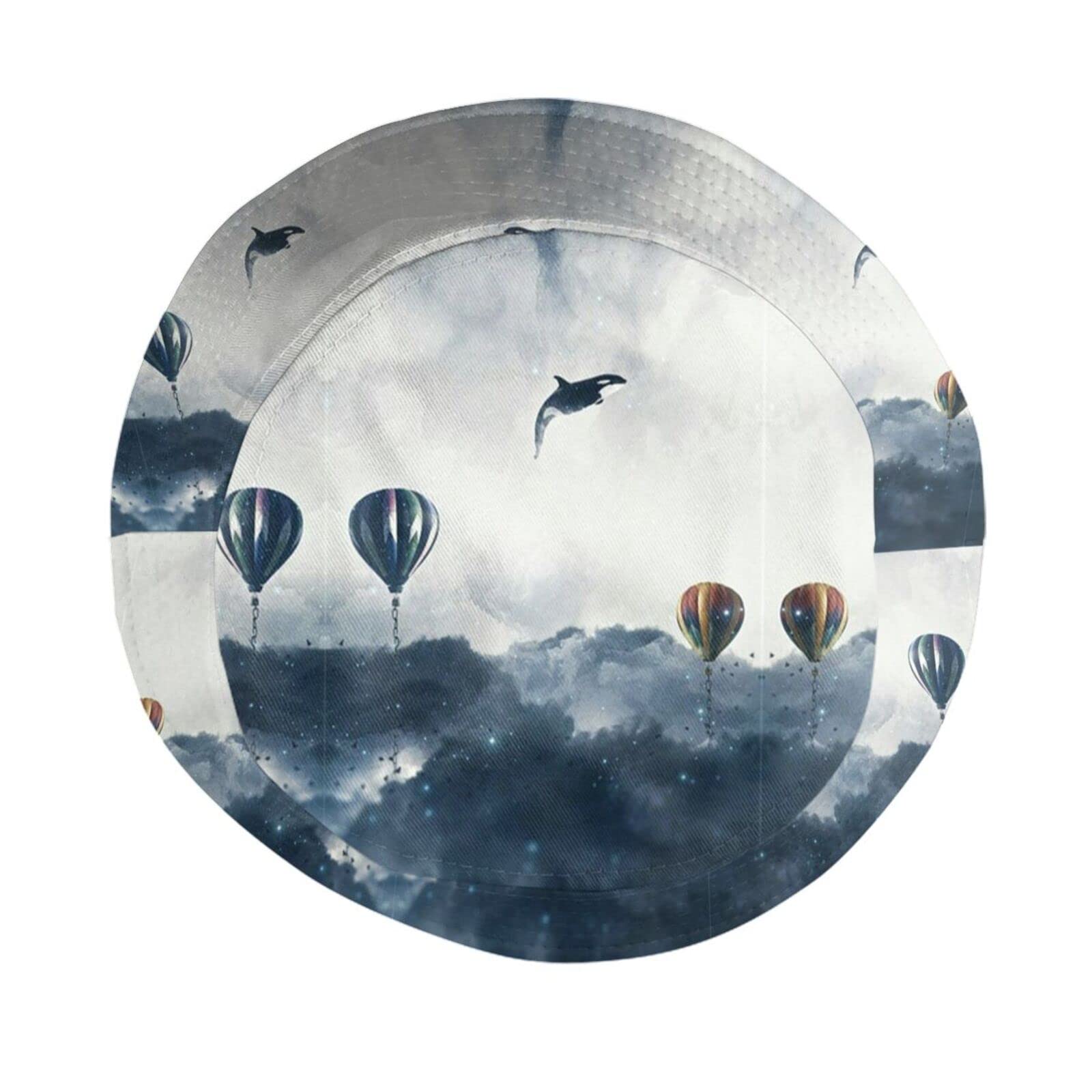 Balloon Bucket Hat - Cute Hot Air Balloon Print Wide Brim Fisherman Cap for Women & Men - Perfect for Beach, Travel, Outdoor Adventures & Summer Sun Protection