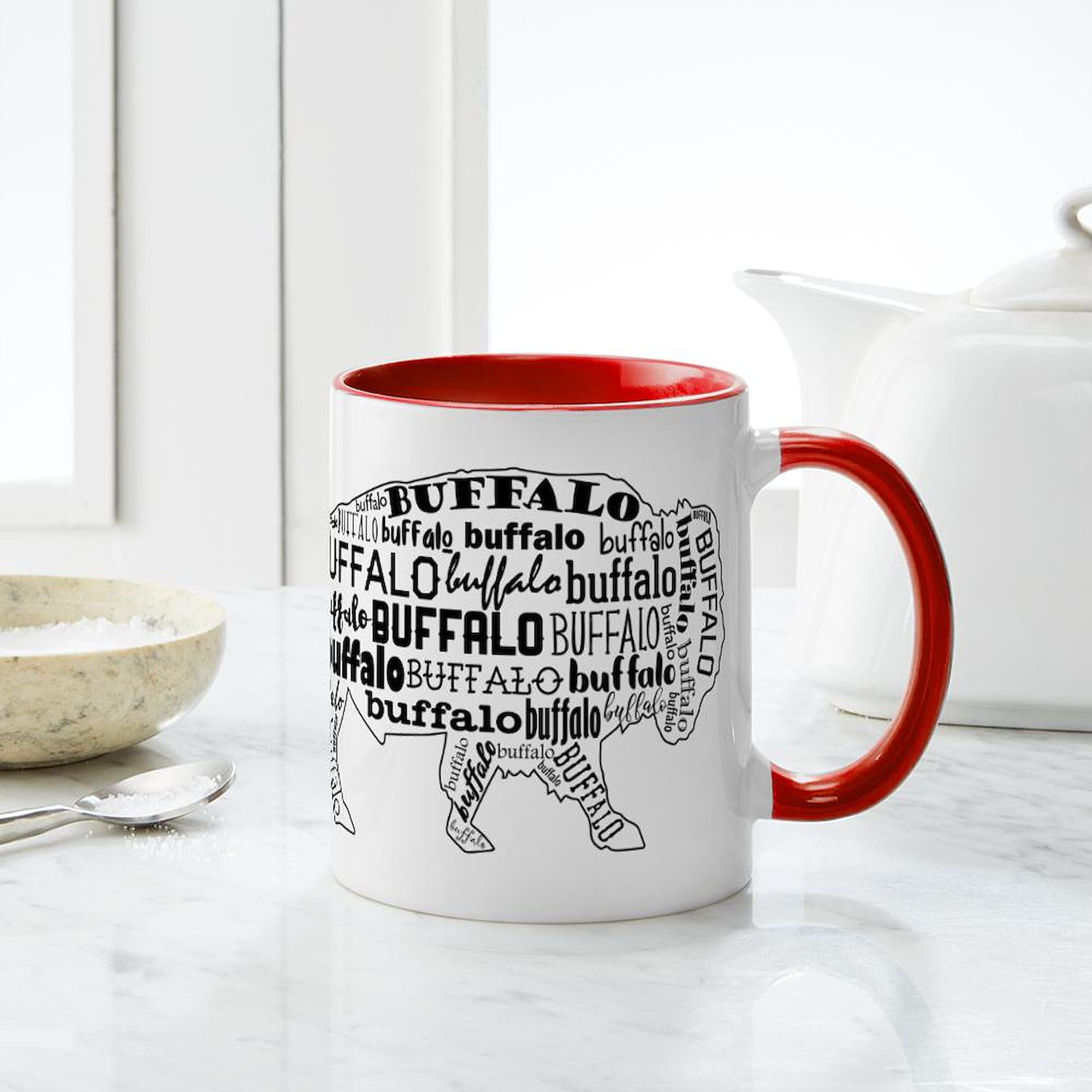 Buffalo Themed 11 oz (325 ml) Ceramic Coffee Mug - Perfect for Home, Office & Gifts | Insulated Hot & Cold Drink Cup for Coffee, Tea, Hot Chocolate