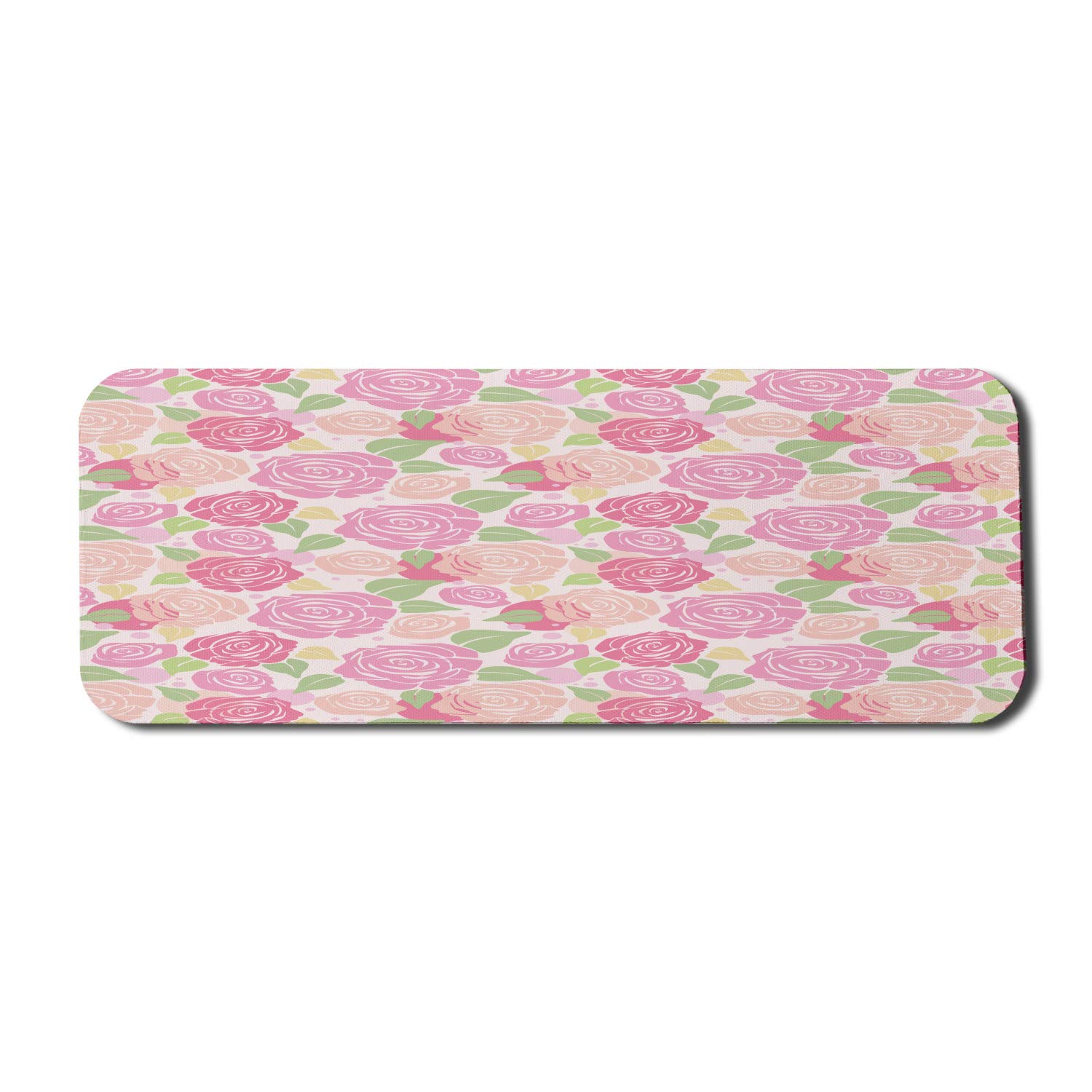 Ambesonne Rose Floral Computer Mouse Pad - Non-Slip Rubber Gaming Mouse Mat with Romantic Flower Silhouettes & Polka Dot Design, 31