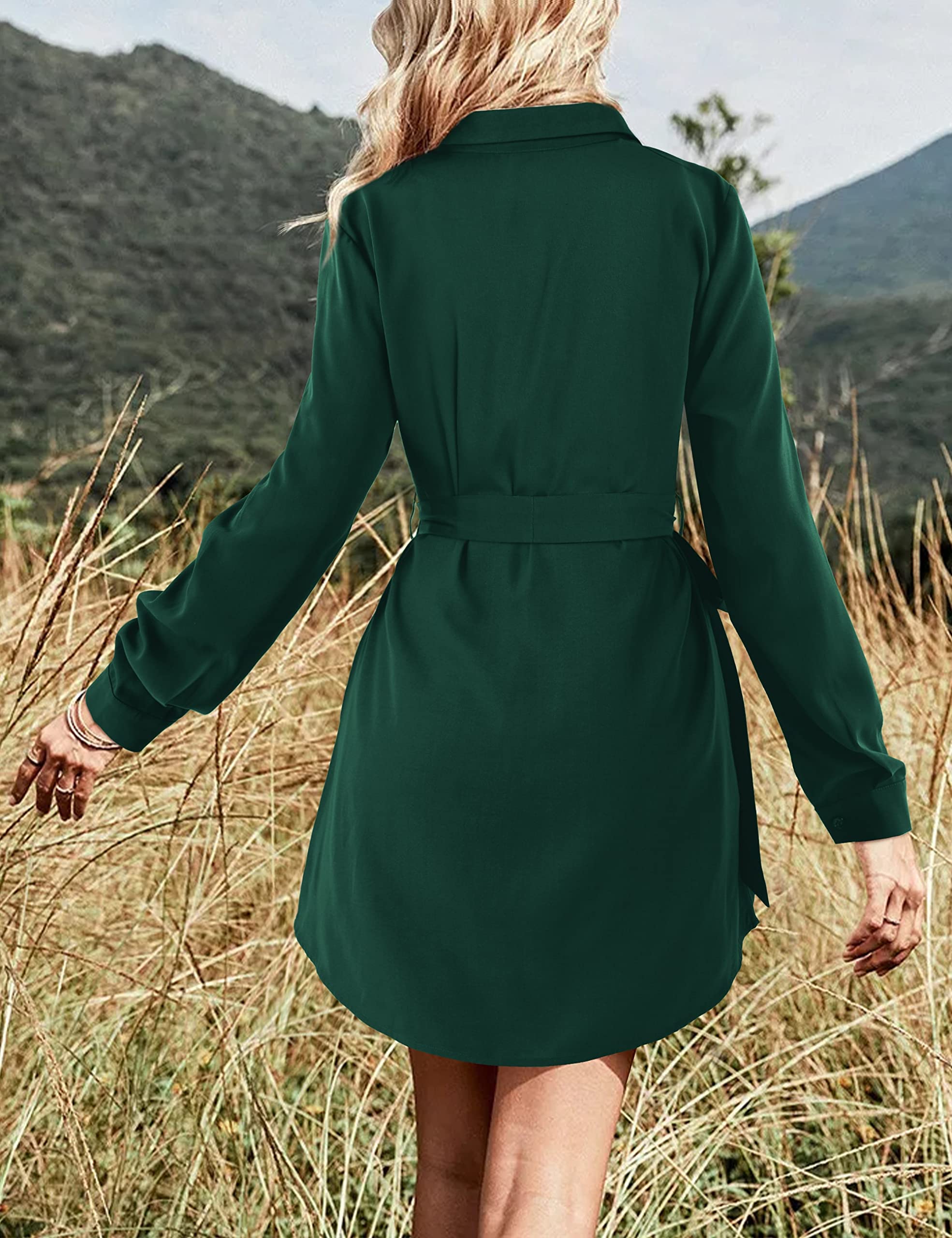 Beluring Women's Casual Long Sleeve Button Down Shirt Dress with Pockets | Flowy Comfort for Work, Weekend & Spring Outfits