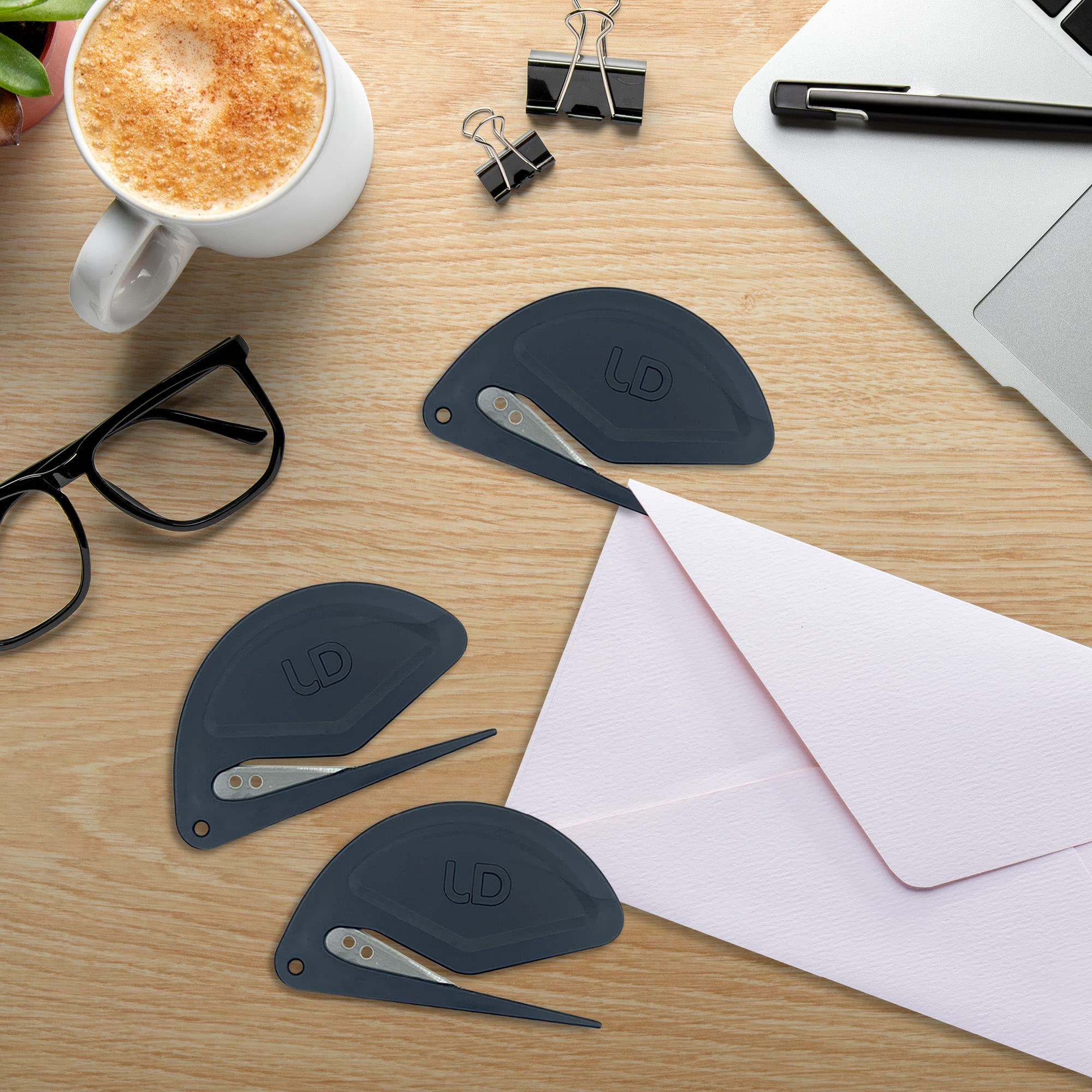 Magnetic Letter Openers - Black Desk Organizer for Office & Home