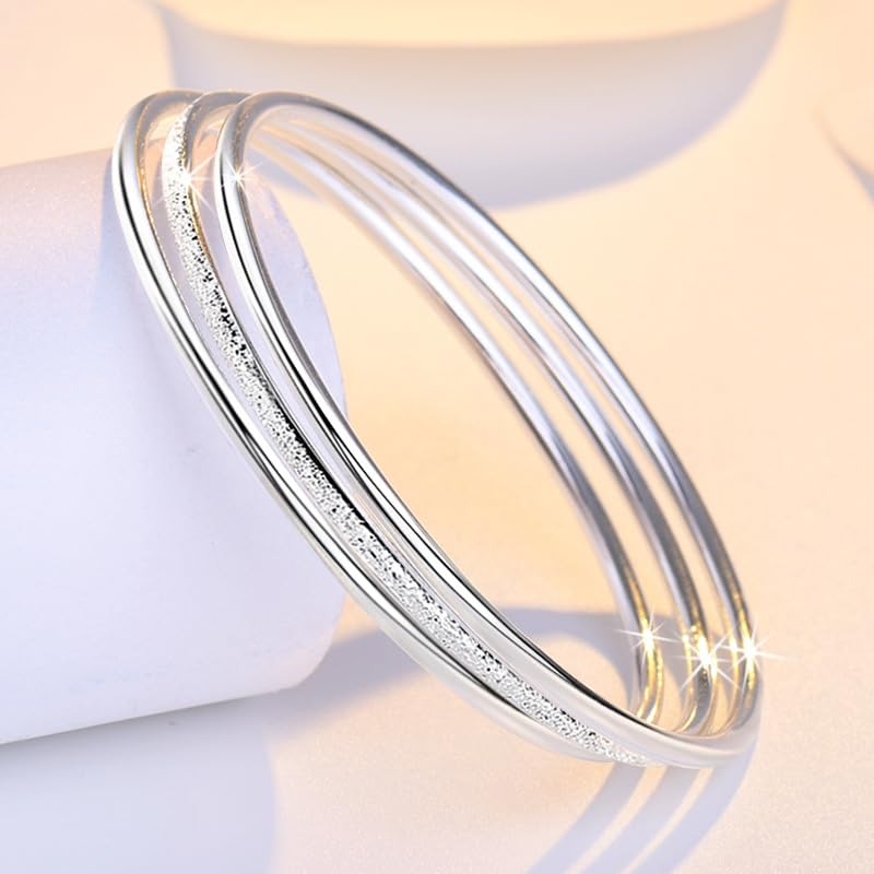Sterling Silver Bangle Bracelets for Women - 925 Silver Adjustable Cuff Bracelet | Fashionable Open Bangle Jewelry for Mom, Wife, Girlfriend | Perfect for Mother's Day, Valentine's Gift, Anniversary & Everyday Wear