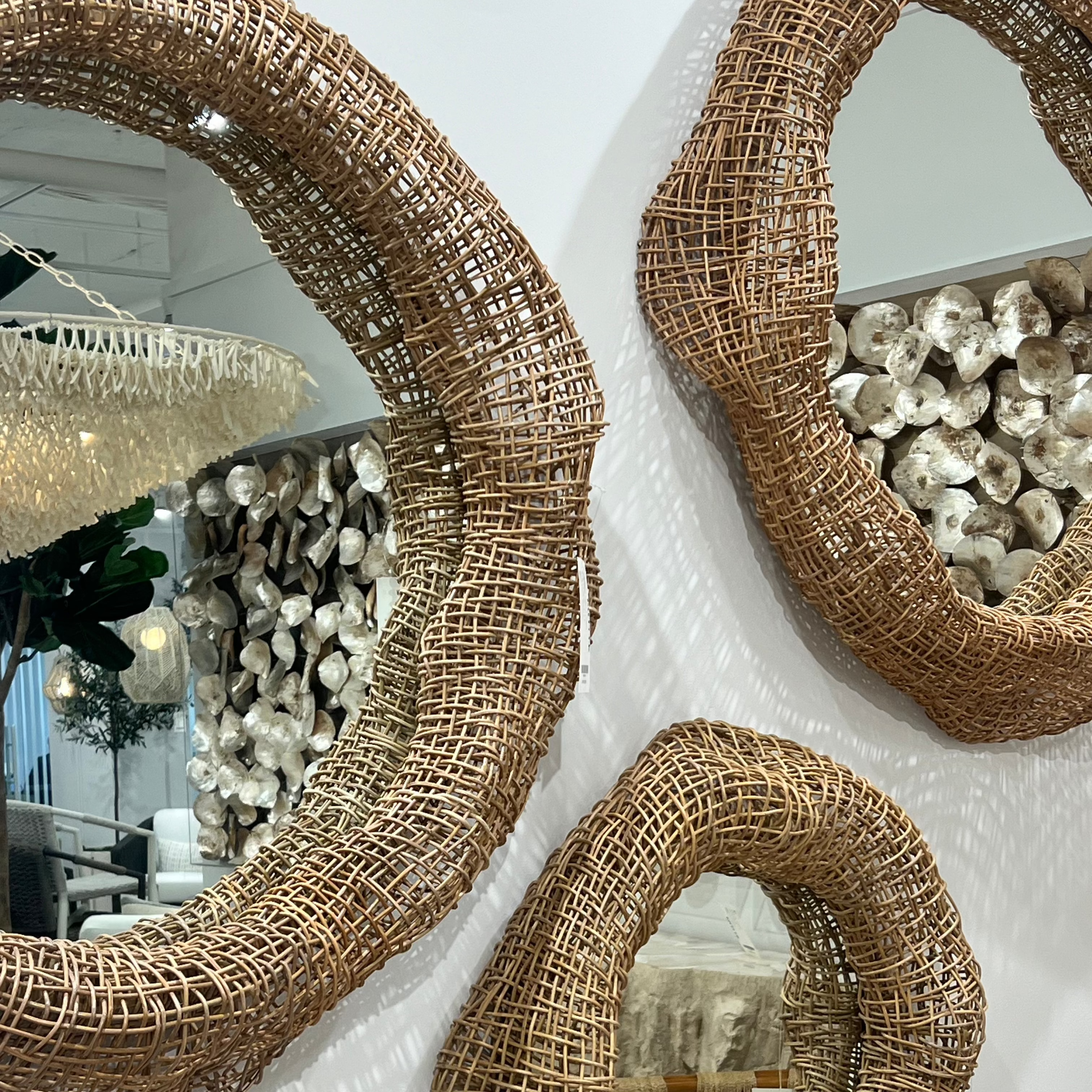Natural Rattan Mirror from Andorra - Handwoven Wicker Wall Decor for Boho, Farmhouse & Coastal Style Homes - Perfect for Living Room, Bedroom or Bathroom