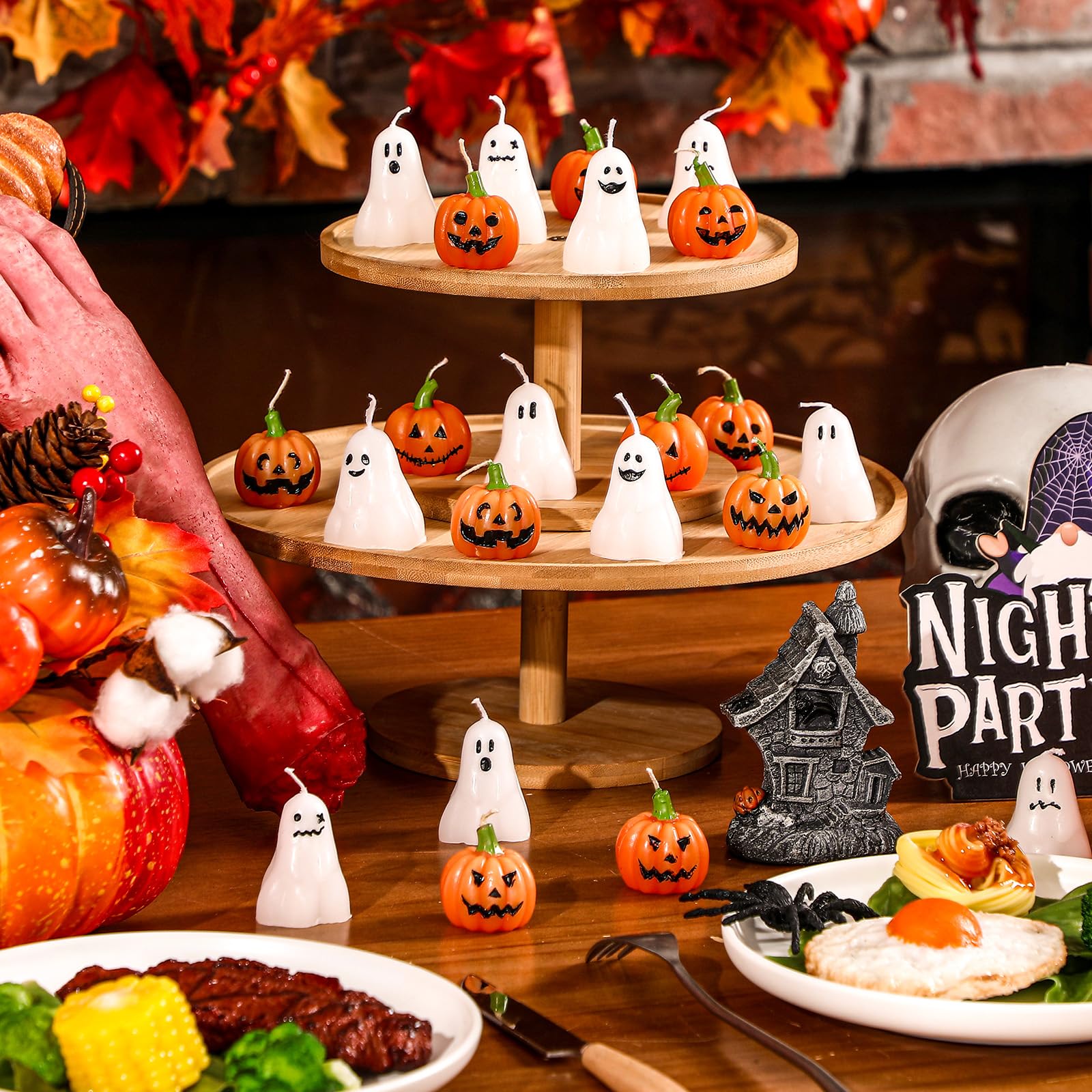 MTLEE 24 Pcs Halloween Scented Candles - Spooky Pumpkin Decor for Home & Party