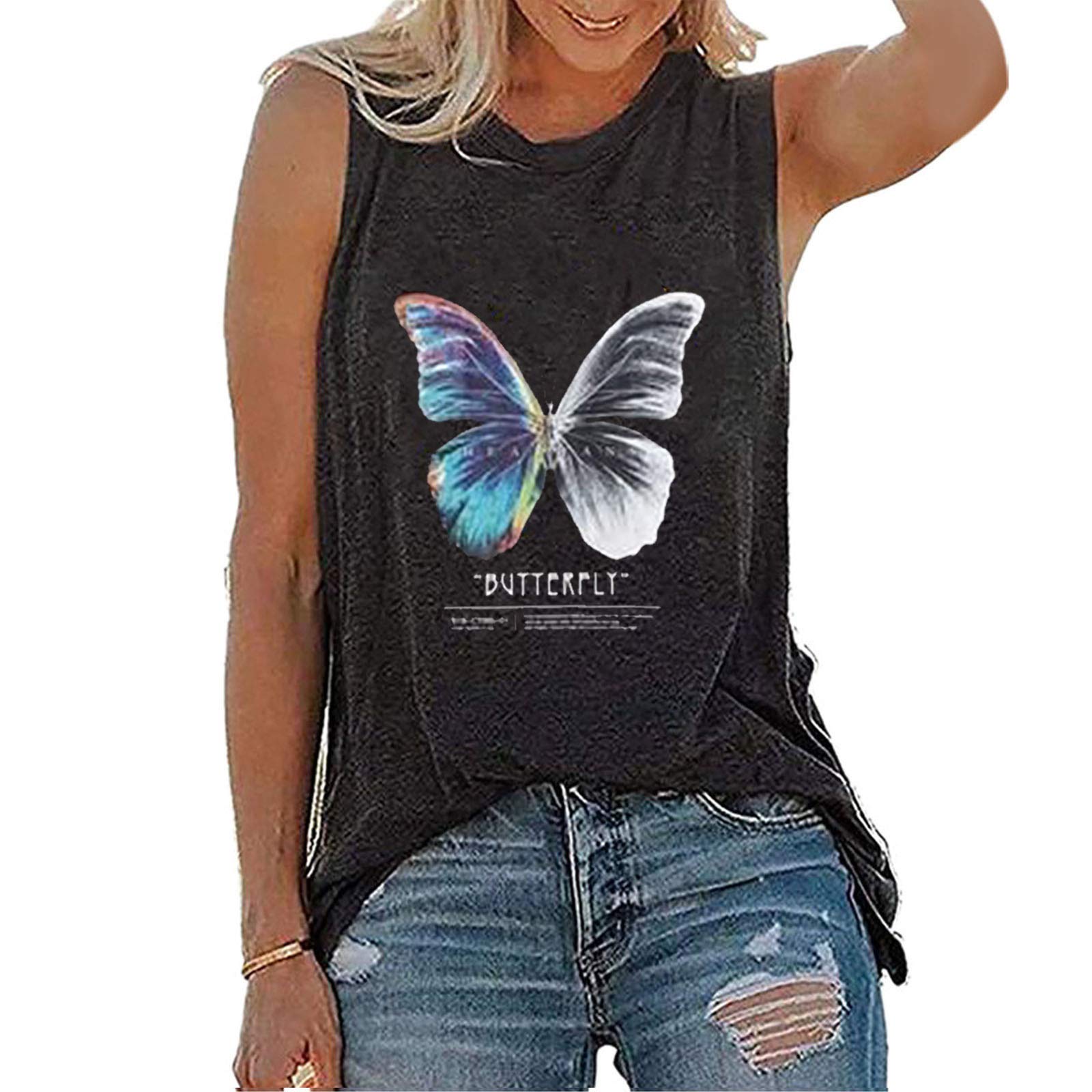 Women's Graphic Printed Sleeveless Tank Tops - Cute Summer Workout Shirts for Casual Wear & Gym | Trendy Fashion Tees for Women's Street Style & Vacation Outfits