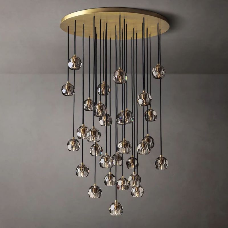 Crystal Ball Cluster Round Chandelier - 40 Inch Modern Ceiling Light Fixture for Dining Room, Living Room, Bedroom & Entryway
