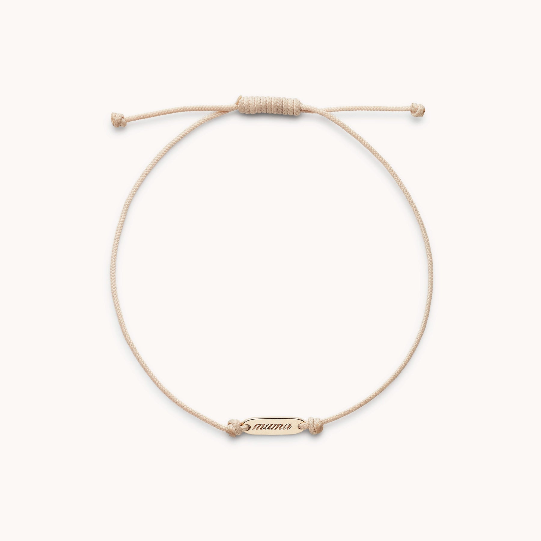 10K Yellow Gold Mother Contemplation Cord Bracelet with Cream Cord - Elegant Jewelry Gift for Moms, Meditation & Spiritual Wear