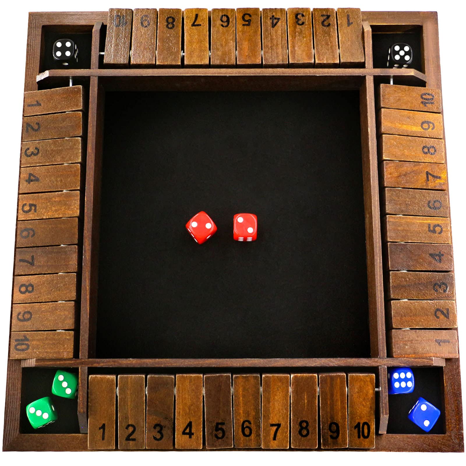 Shut The Box Wooden Board Game - Family Fun Dice Game for Kids & Adults with 8 Dice | Math Learning, Pub & Bar Entertainment, Party & Travel Activity