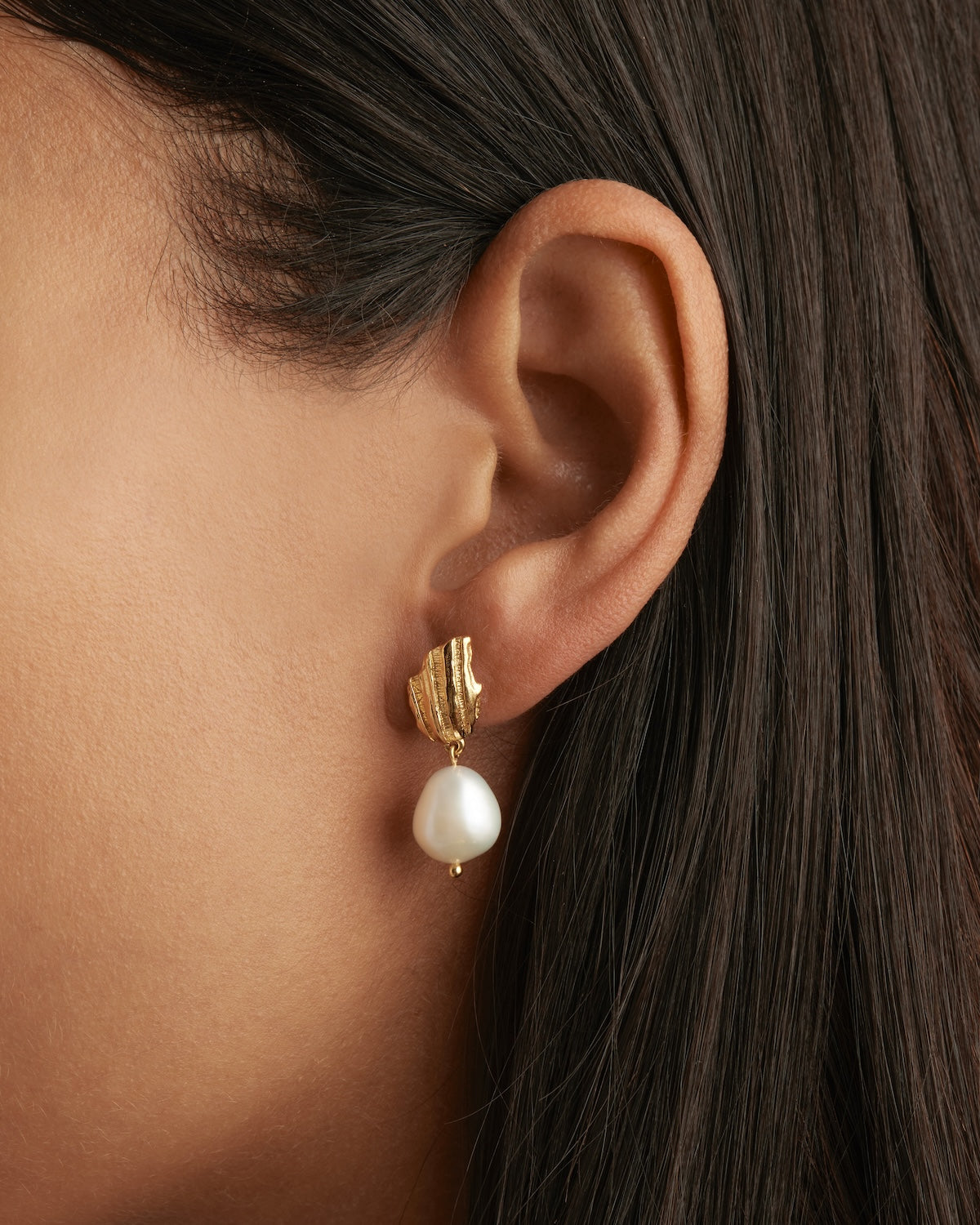 18K Gold Vermeil Moonlit Tides Pearl Drop Earrings - Elegant Dangle Earrings for Women, Perfect for Weddings, Parties & Special Occasions