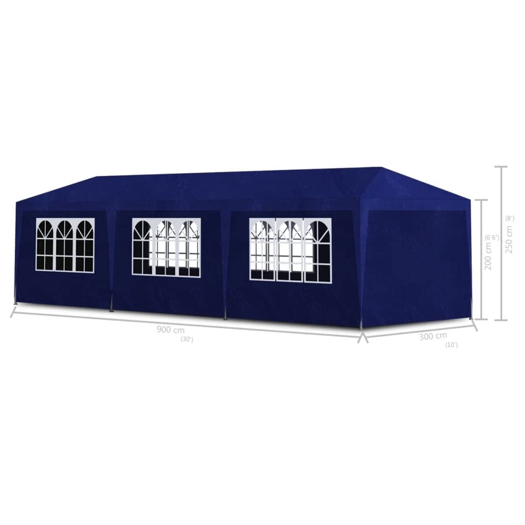 CHARMMA 10x30 Heavy Duty Pop Up Canopy Tent - Large Outdoor Party Tent for Weddings, Backyard Events & Fiestas - Waterproof Blue Shelter for Camping, Picnics & Outdoor Gatherings