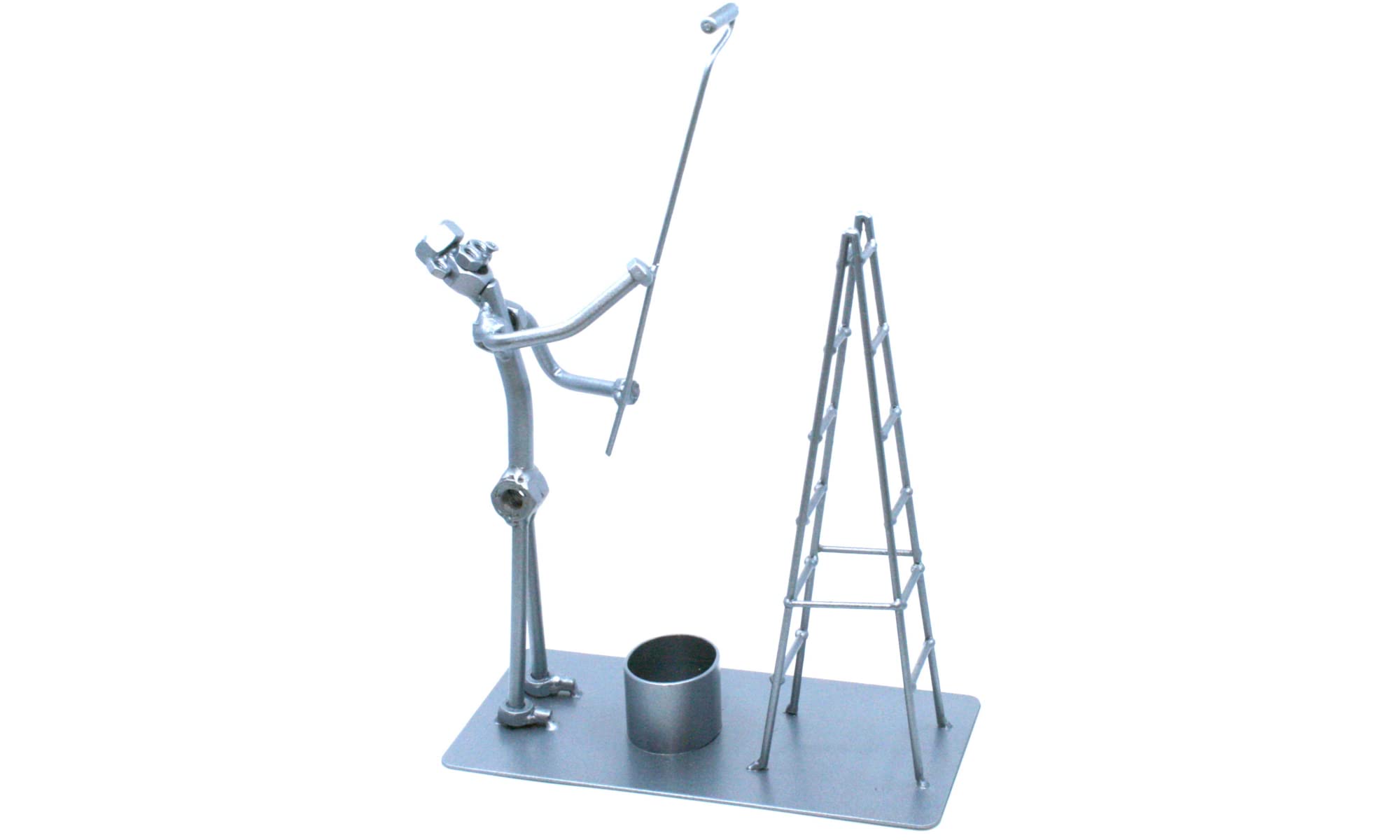 Handmade Metal House Painter Sculpture - Custom Name Engraved Decorator Gift for Home & Office | Unique DIY Artwork for Wall Decor, Desk Ornament, and Housewarming Present