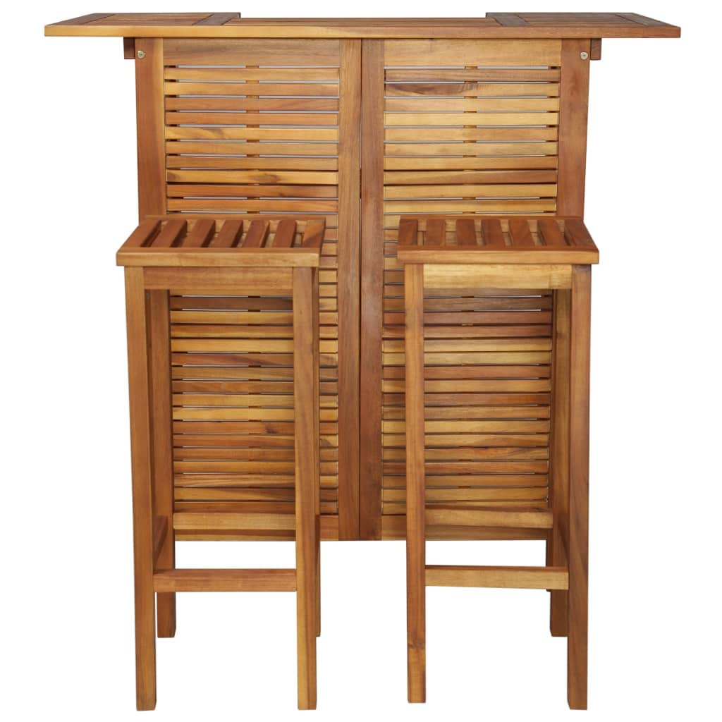 Dining Table Set, Kitchen Table and Chairs, 3-Piece Pub Bar Table Set with Solid Acacia Wood, Perfect for Breakfast Nook, Small Space Living Room, Home Bar, and Compact Dining Areas