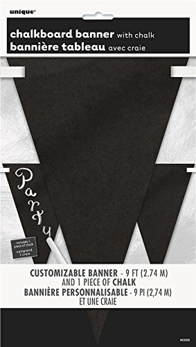 9 ft Black & White Chalk Paper Flag Banner with Chalk - Perfect for Birthdays, Bridal Showers, Graduations & Parties - Decorative Wall Hanging for Events & Celebrations