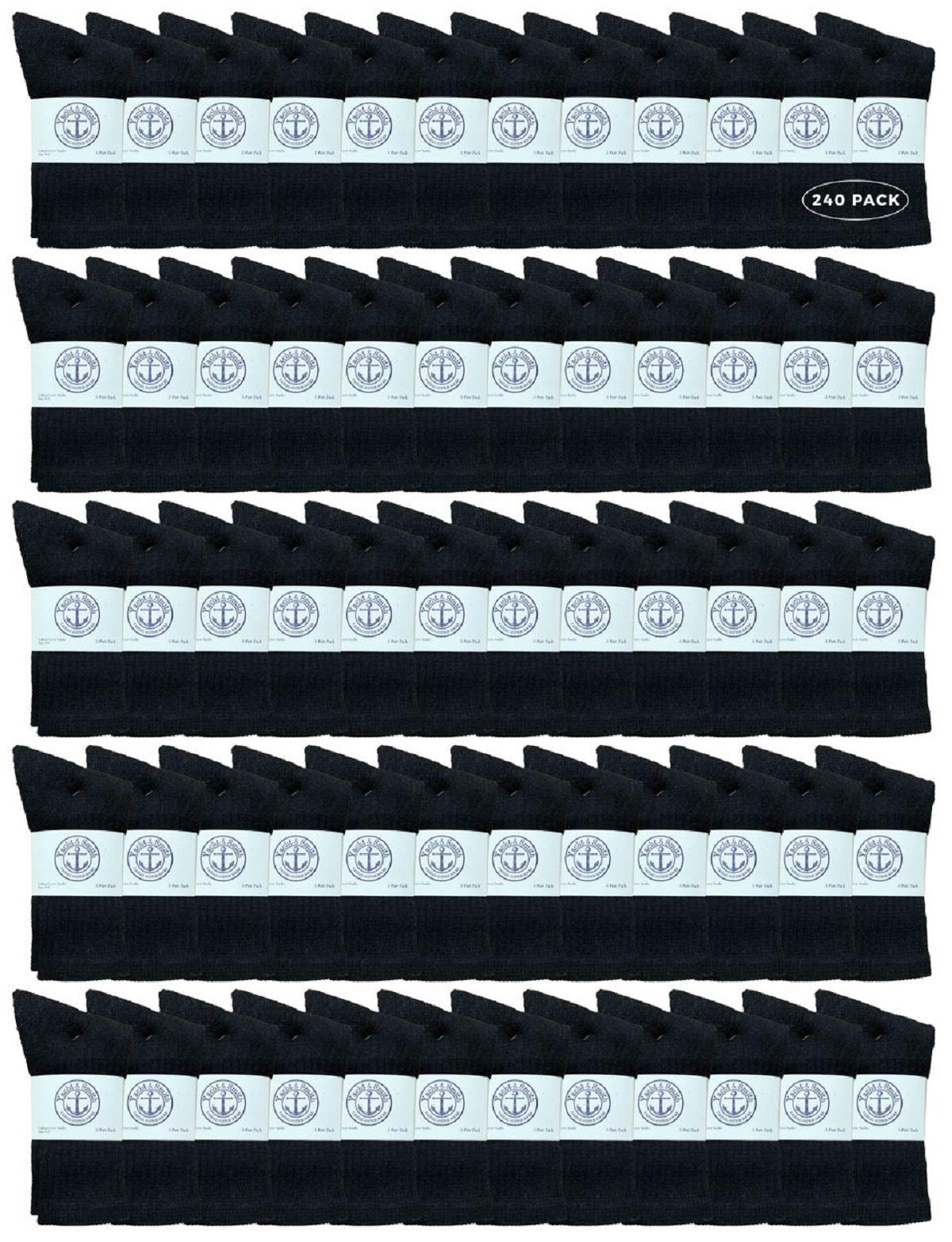 240 Pairs Yacht & Smith Wholesale Kids Crew Socks - Soft Cotton Casual Socks for Boys & Girls (Size 6-8) - Perfect for School, Sports & Everyday Wear