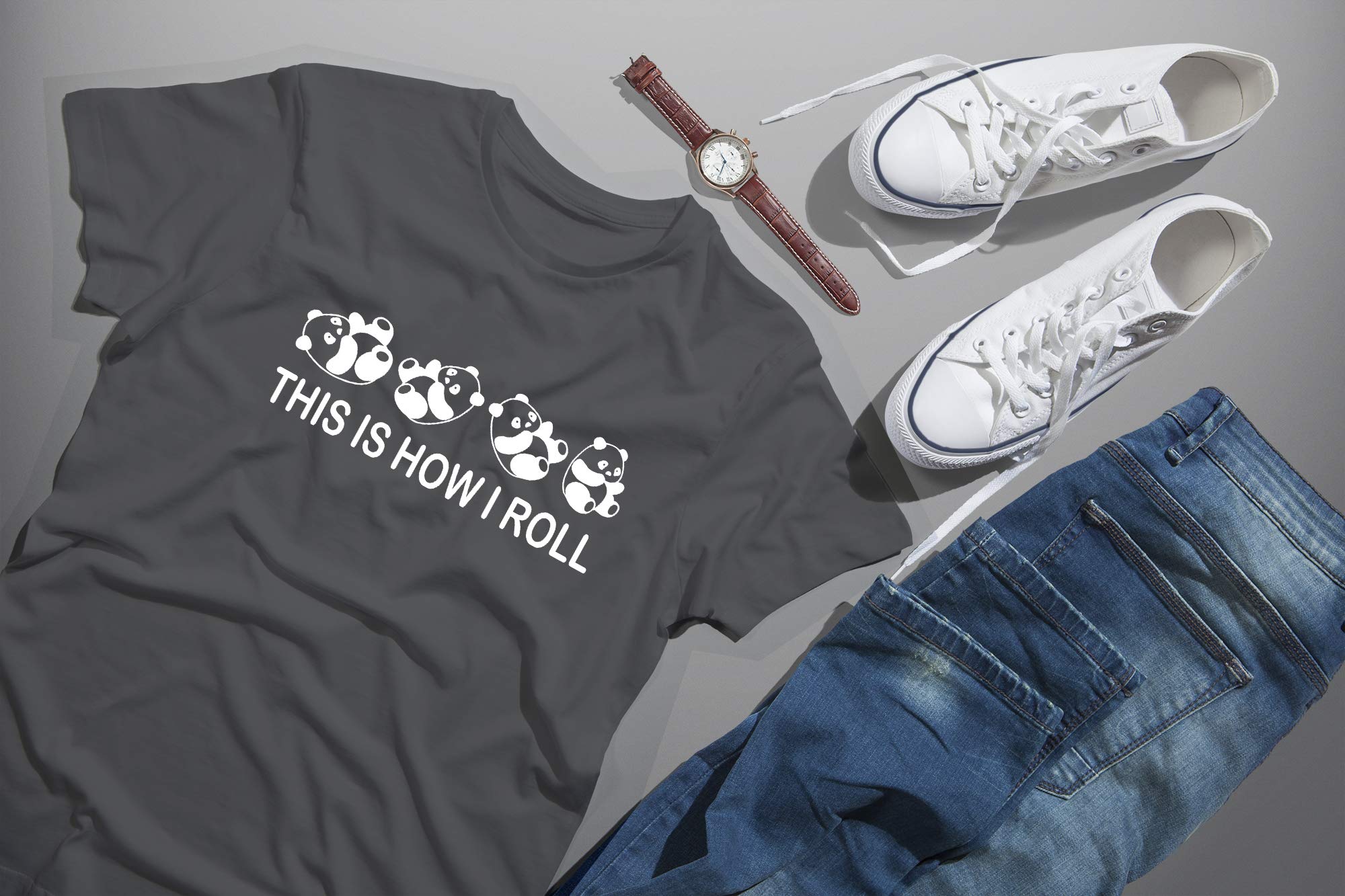 Funny Sarcastic 'This Is How I Roll' Panda T-Shirt for Men | Cute Animal Graphic Tee with Attitude | Perfect for Casual Wear, Gifts & Panda Lovers