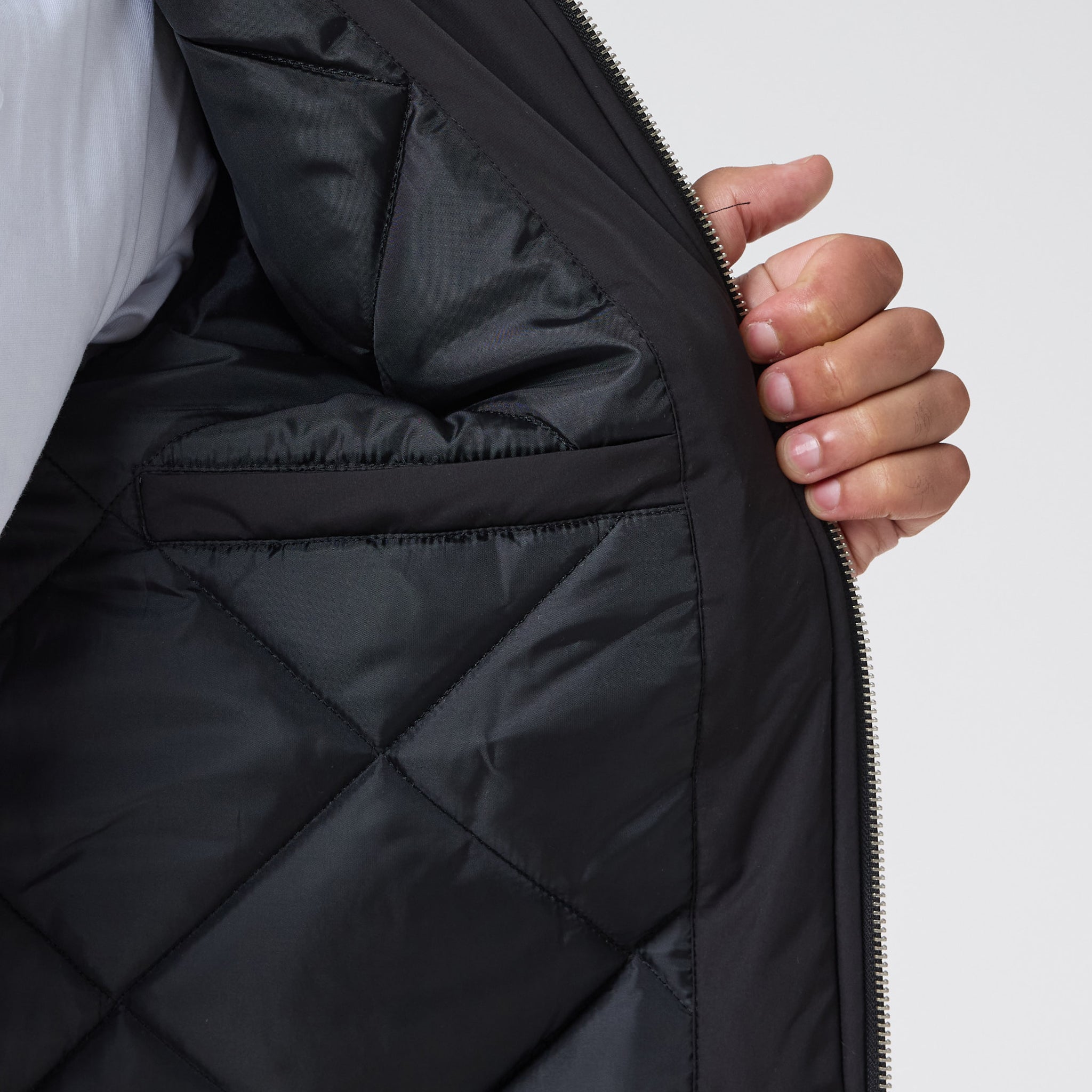 Smart Padded Nylon Jacket for Men & Women - Waterproof Windbreaker with Tech Pockets | Black | Perfect for Outdoor Activities, Commuting & Travel