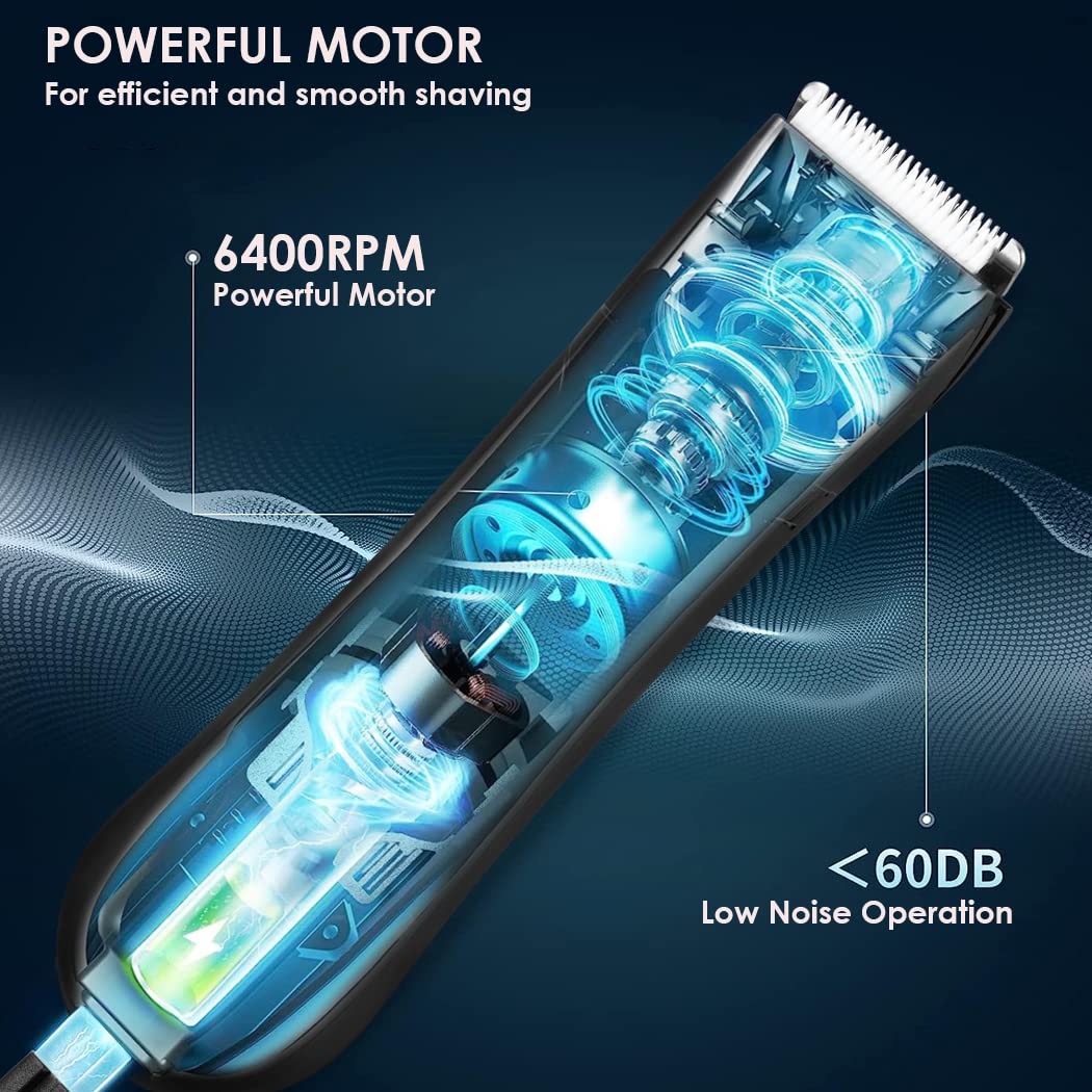 Men's Electric Body Groomer & Groin Hair Trimmer - Waterproof Wet/Dry Shaving with LED Light & Mirror - Rechargeable Personal Grooming Kit for Smooth Skin - Perfect for Travel, Gym & Home Use