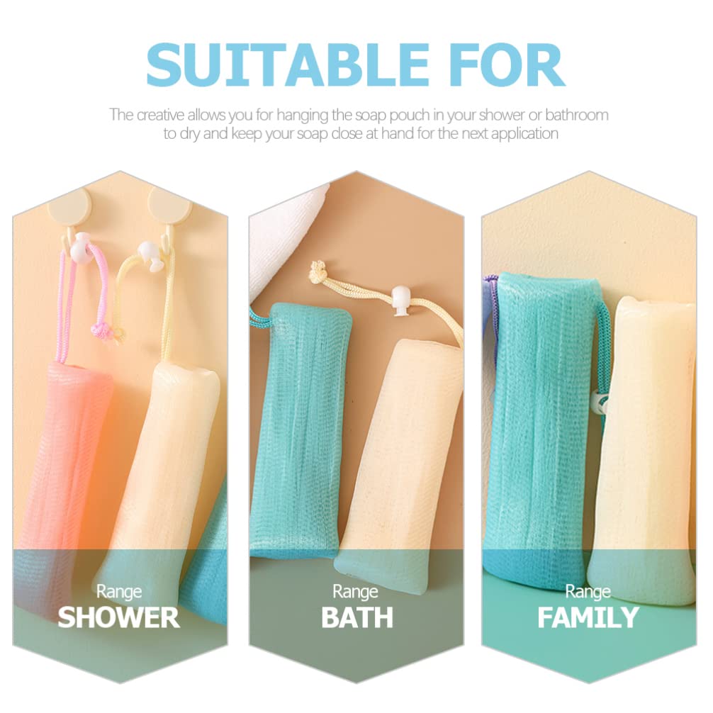 Minkissy 3-Pack Exfoliating Soap Saver Bags - Multi-Layer Mesh Soap Pouch, Foaming Soap Holder (6.68 x 2.55 x 0.20 Inches) - Perfect for Travel, Bath & Shower Exfoliation