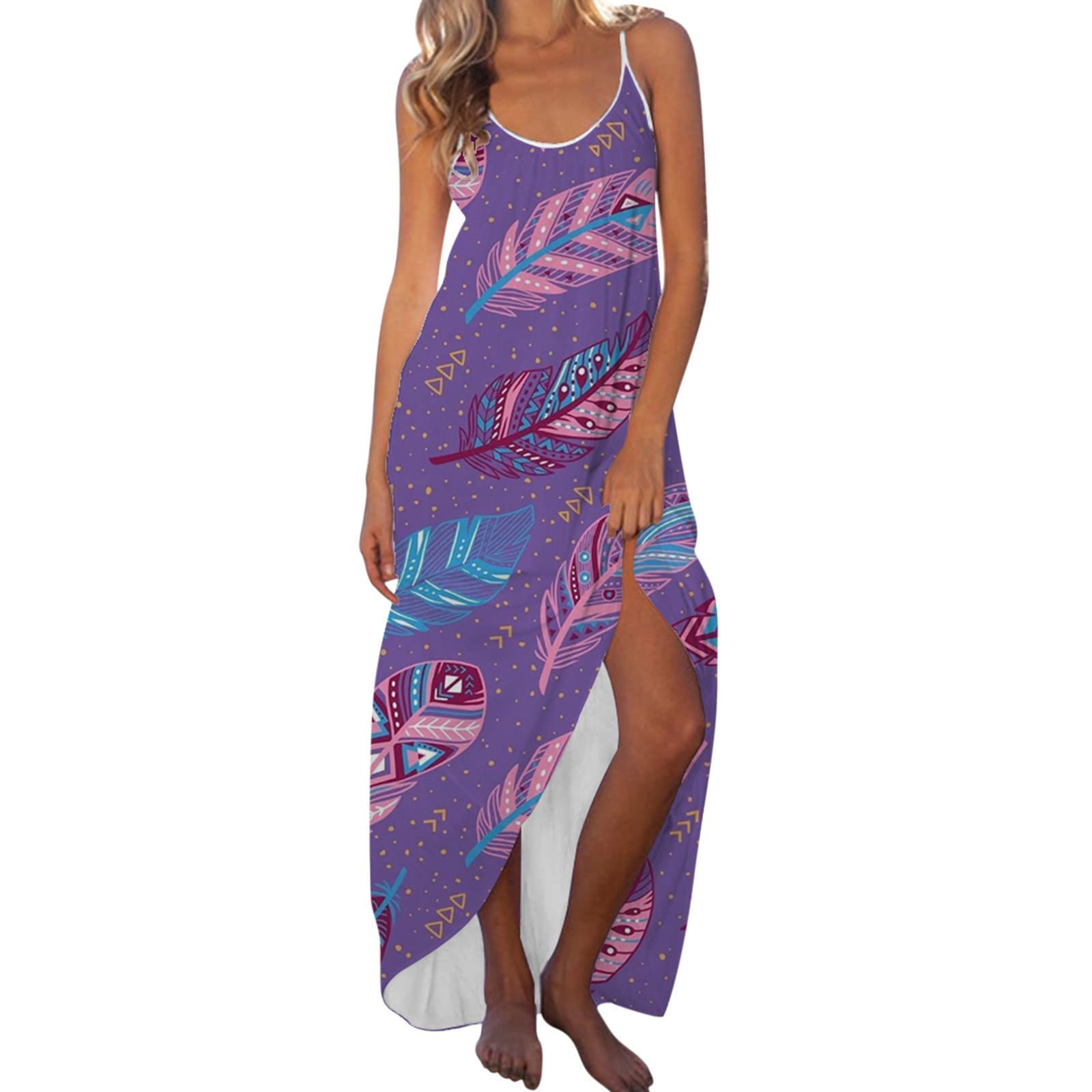 ZILANYGREQ Women's Summer Casual Sleeveless Midi Dress - Bohemian Beach Maxi Dress with Irregular Swing Hem | Perfect for Vacation, Beach Outings & Boho Fashion