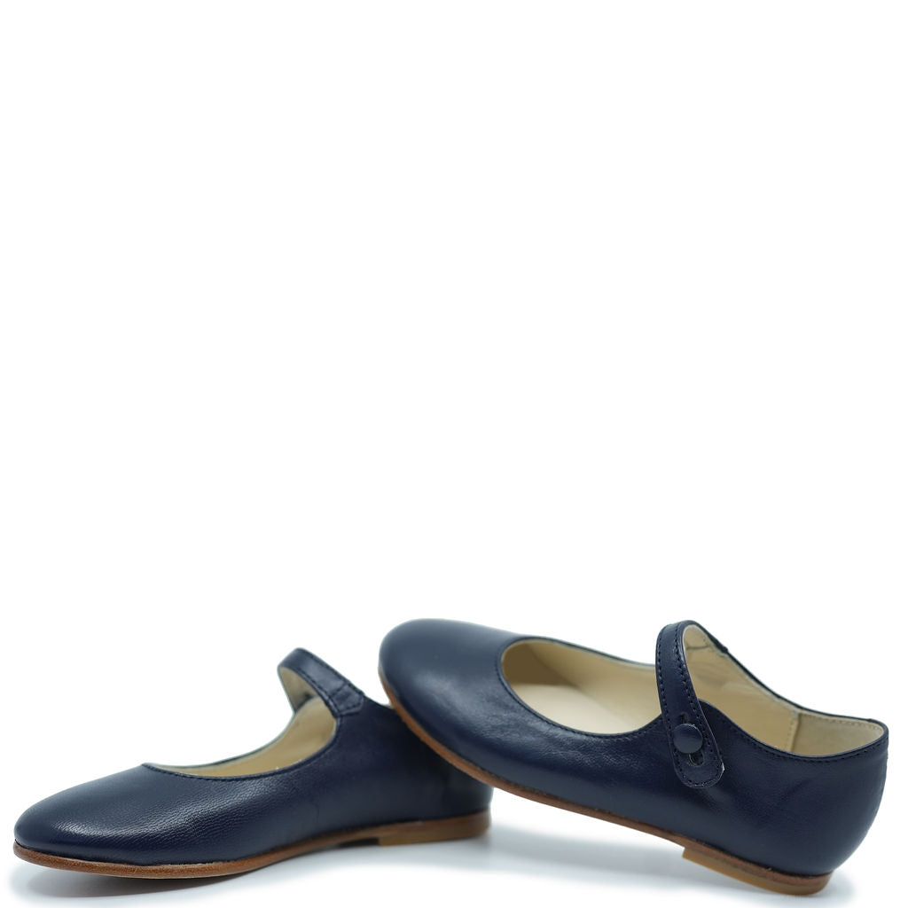 Bonpoint Navy Leather Ella Mary Jane Shoes for Baby Girls - Classic & Comfortable First Walkers for Special Occasions & Daily Wear